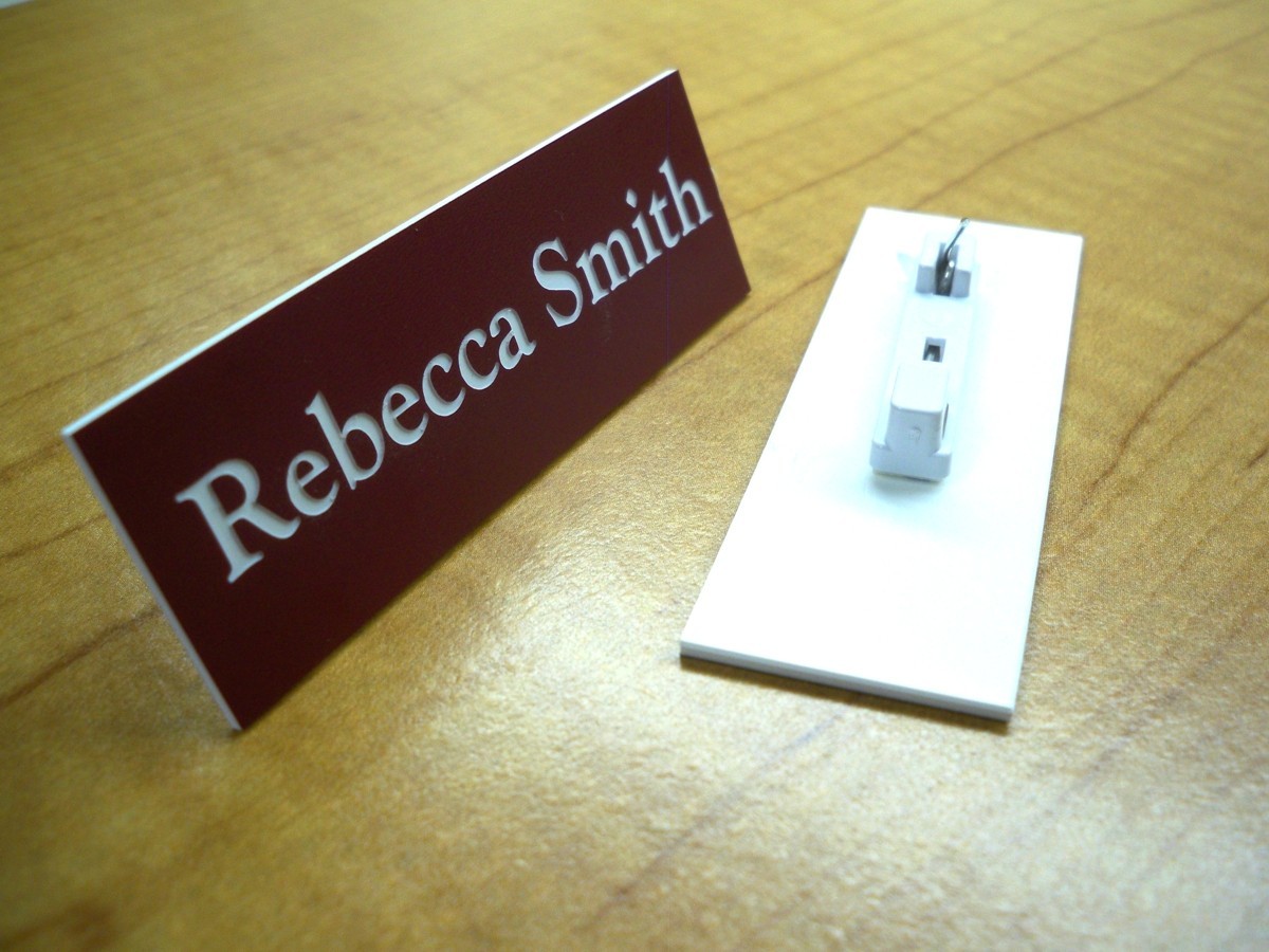 Custom Engraved 1×3 inch Name Tag with Magnetic or Pin Clasp Ohio Made Any Color