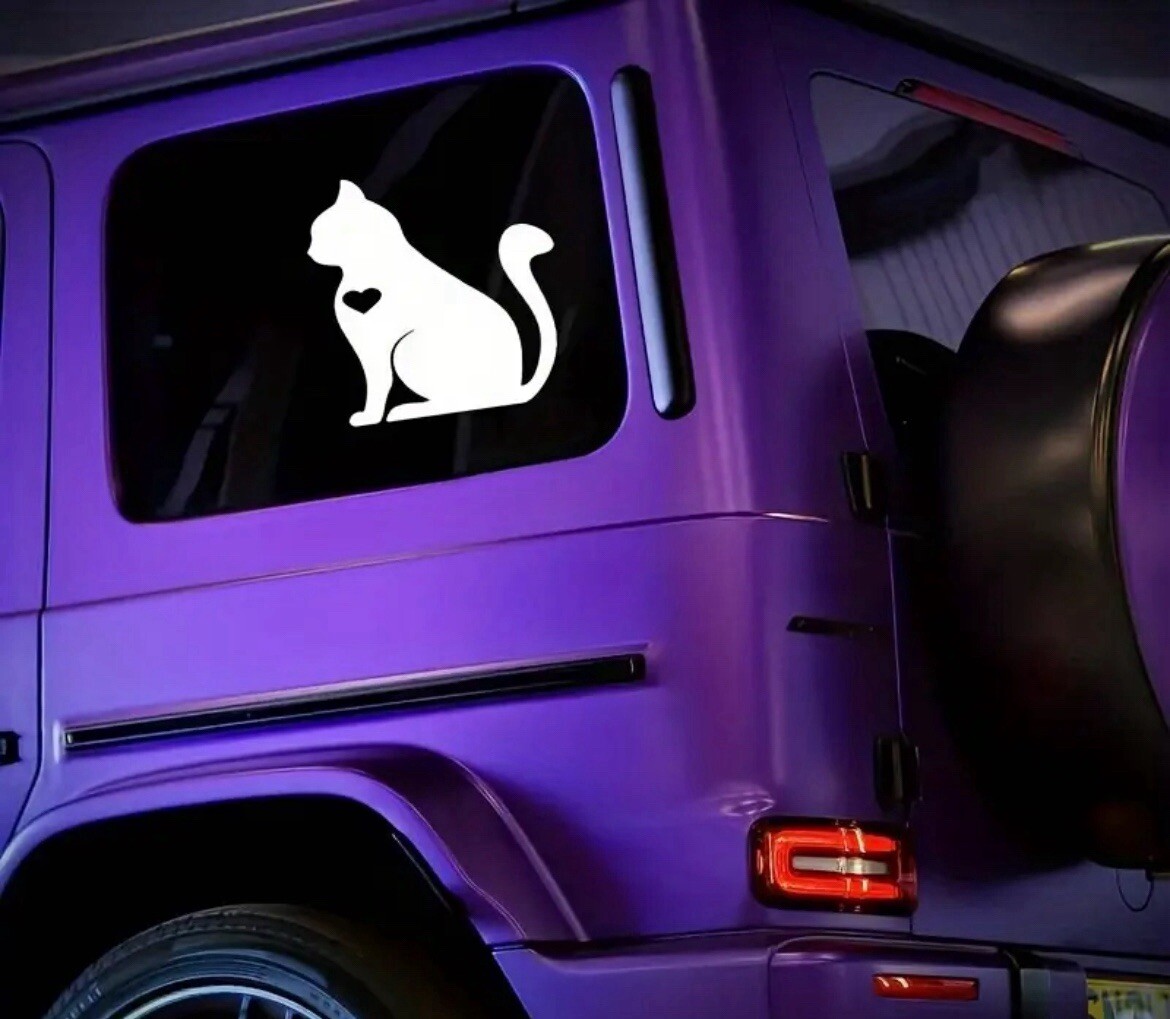 Vinyl Cat Heart Decal Stickers for Cars, Motorcycles, Laptops, Water Bottles