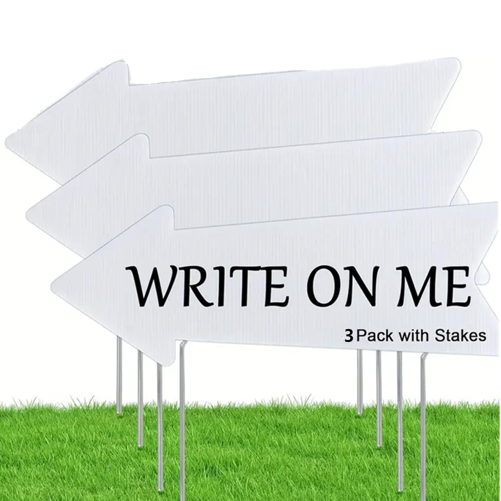 Blank-Arrow-Signs Bulk with Stakes 3 Pack 17 X 6 Inches Wedding Directional Yard
