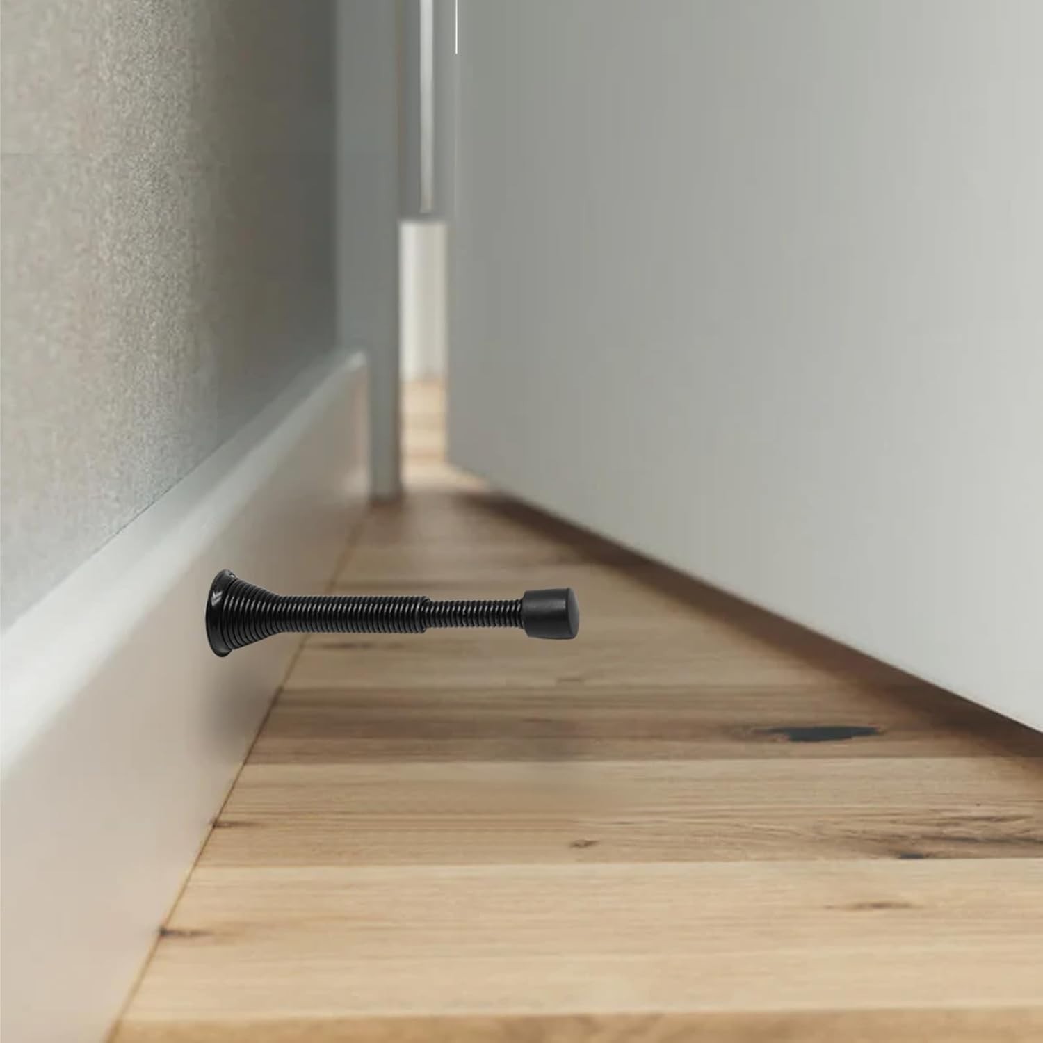 6 Pack Spring Long Door Stopper 3-4 Inch Black Door Stops, Stainless Steel, W…
