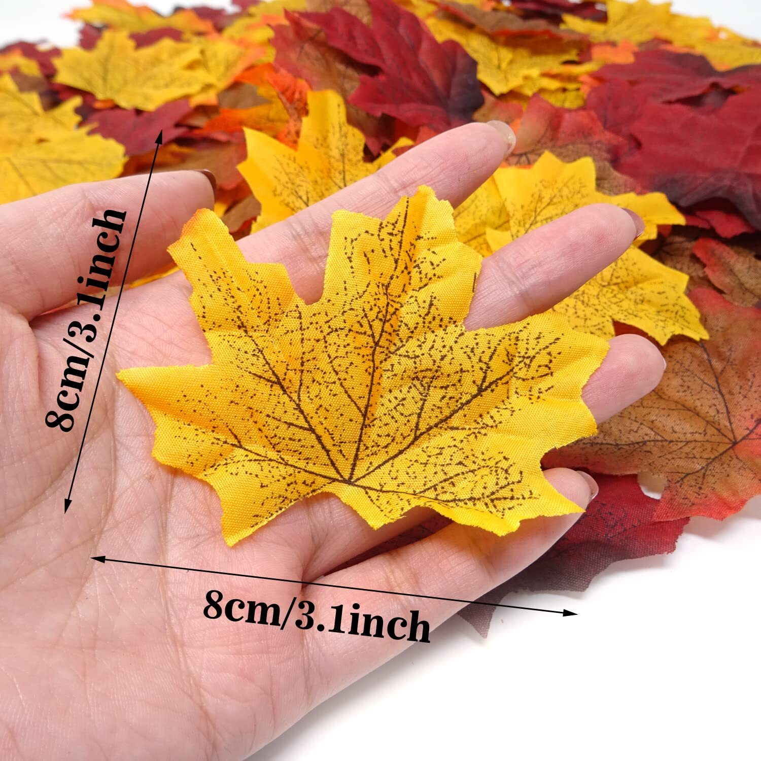 200PCS 8cm Assorted Color Artificial Maple Leaves for Weddings Thanksgiving