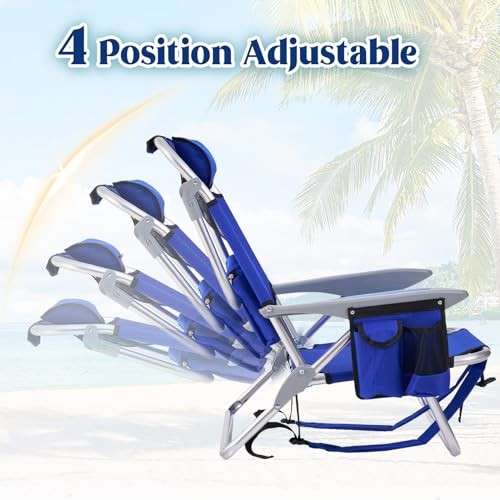 2 Pack Lightweight Portable Camping Beach Chair for Adults, Outdoor Lay Flat