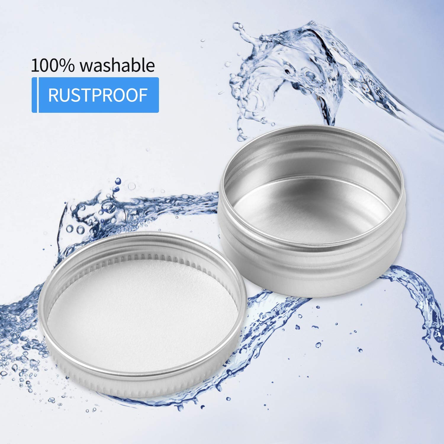 Aluminum Tin Cans, 24PCS 1/2 Oz Metal Round Containers Screw 1/2oz, silver