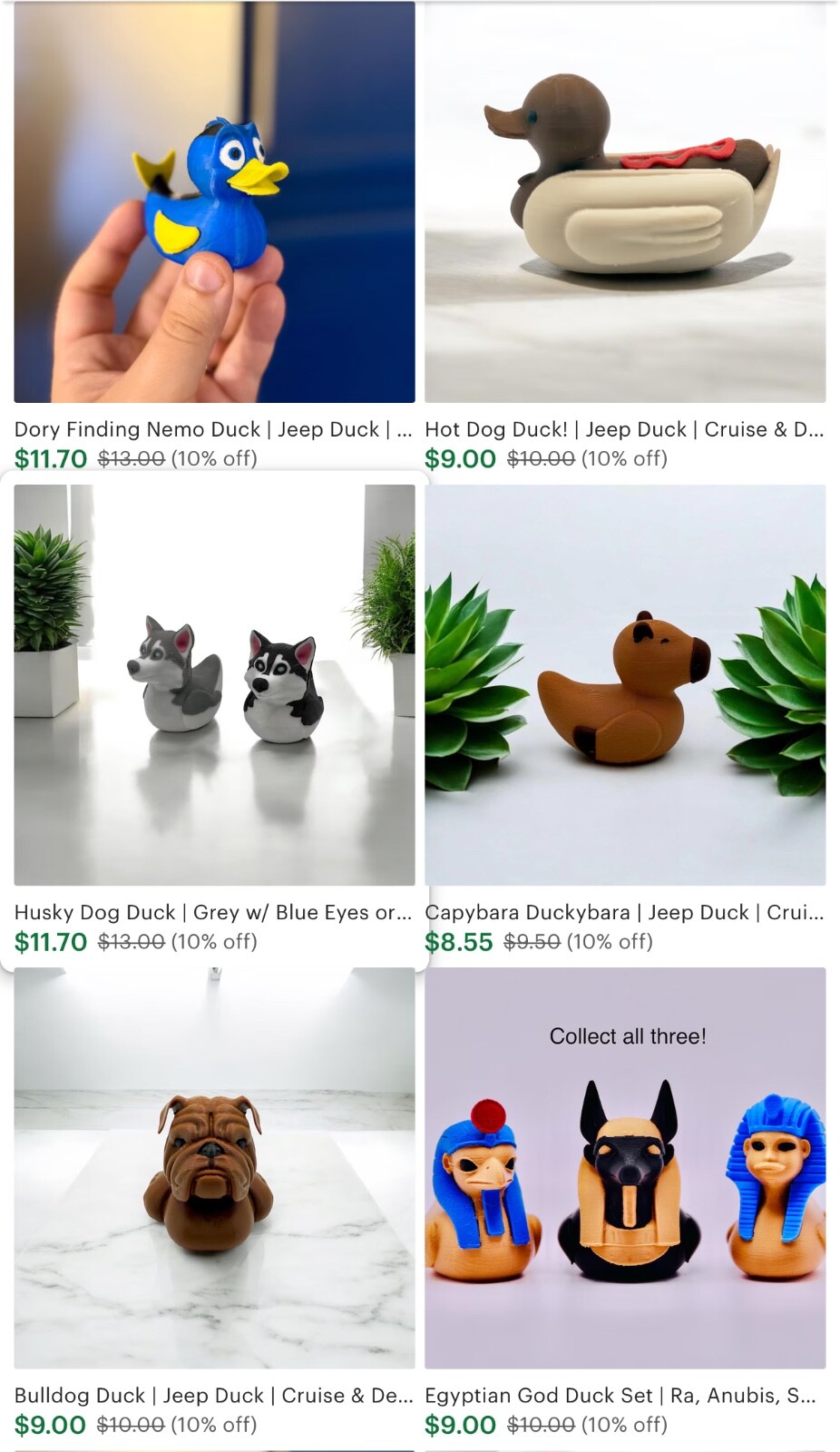 Poodle Duck Figurines – White Black Tan | 3D Printed Jeep Duck Cruise Desk Décor
