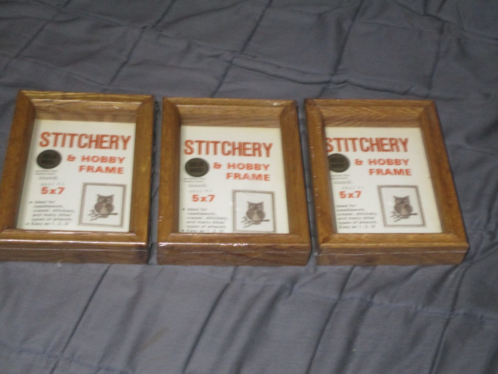 NEW Lot of 3 — 5×7 Wood Stitchery Frames Perfect for your Cross Stitch Designs