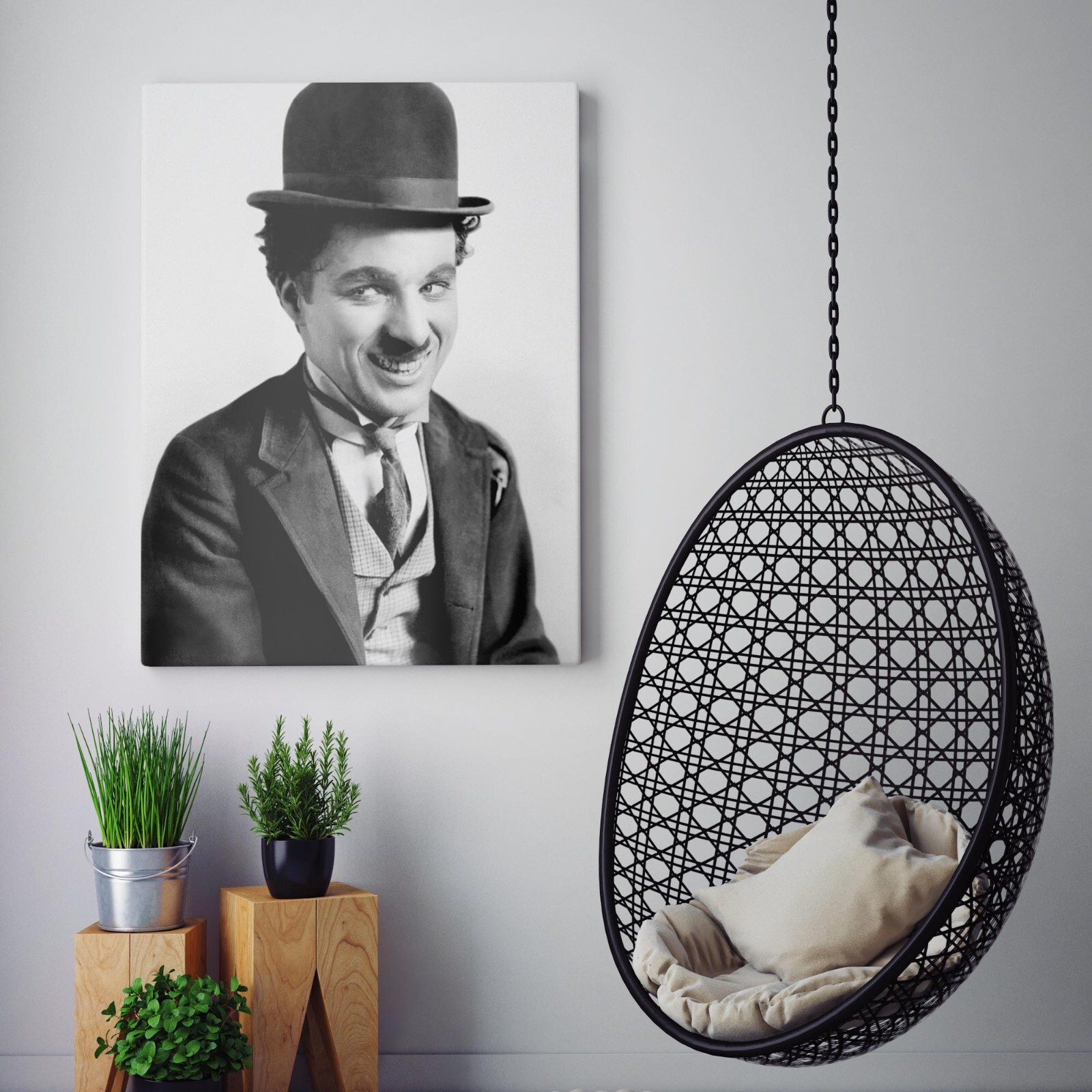 Charlie Chaplin 1920s TV and Movies 1900s Canvas Wall Art Print