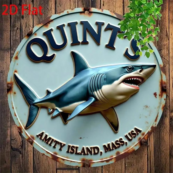 Jaws Movie Amity Island Shark Metal Sign Vintage Retro Tin Sign Wall Decor 7.8in