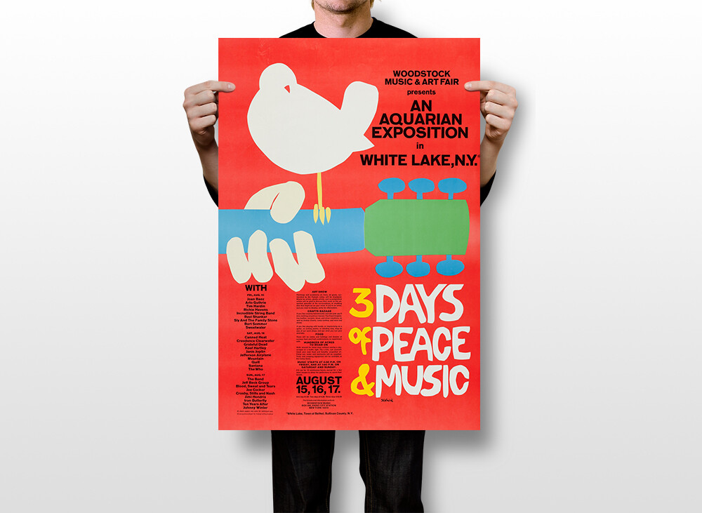 Woodstock Folk Rock Festival 3 Days of Peace Art Wall Room Poster – POSTER 20×30