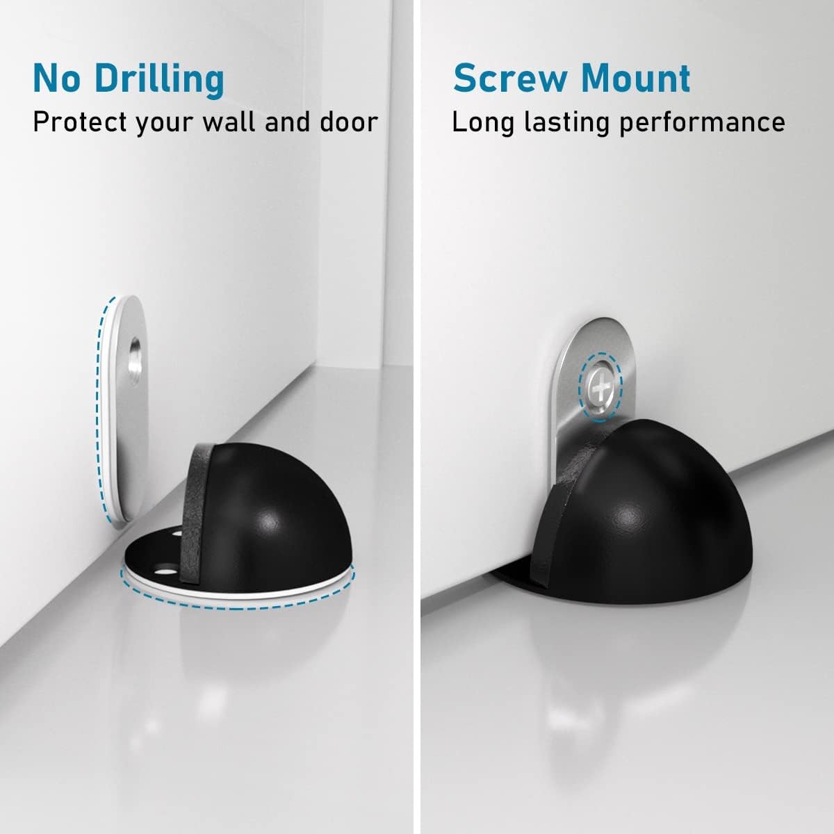 Magnetic Door Stoppers, No Drill Door Stops Magnetic Floor Mount Door Stopper, S