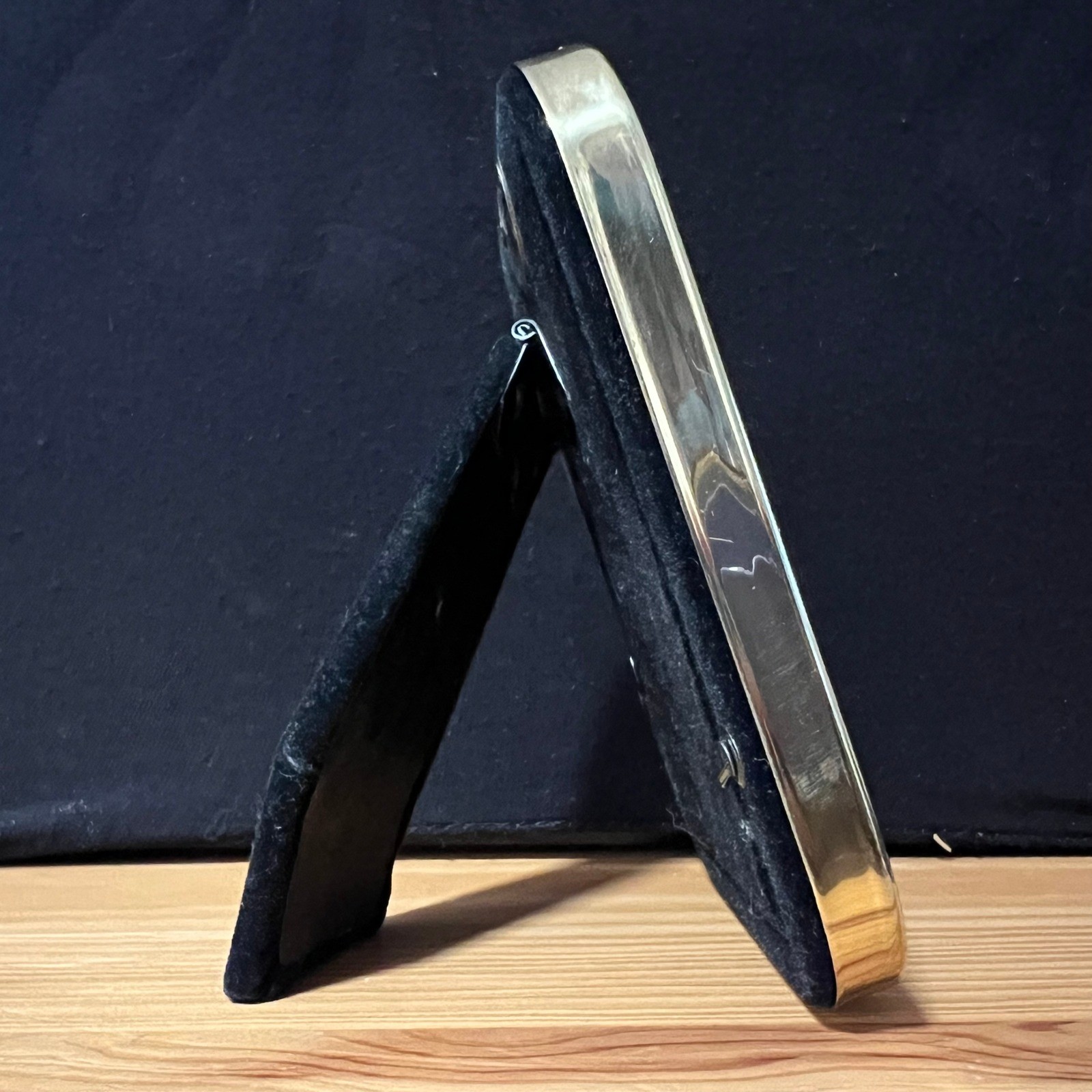 Polished Gold Tone Rounded Rectangle Tabletop Picture Frame 3.5 in x 2.5 in glam
