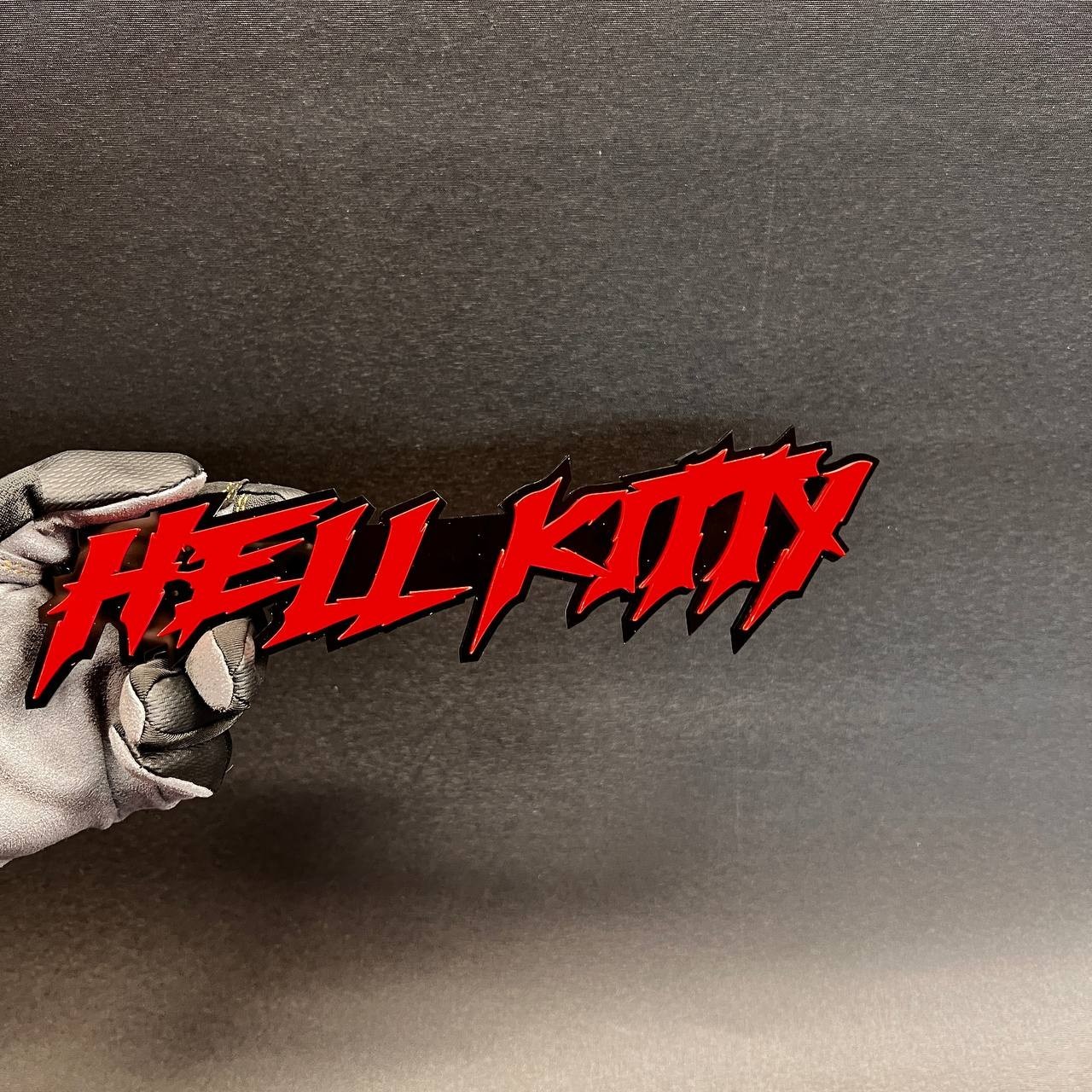 1X HELL KITTY Custom 3D Car Emblem – Multicolor Acrylic Car Badge Decal