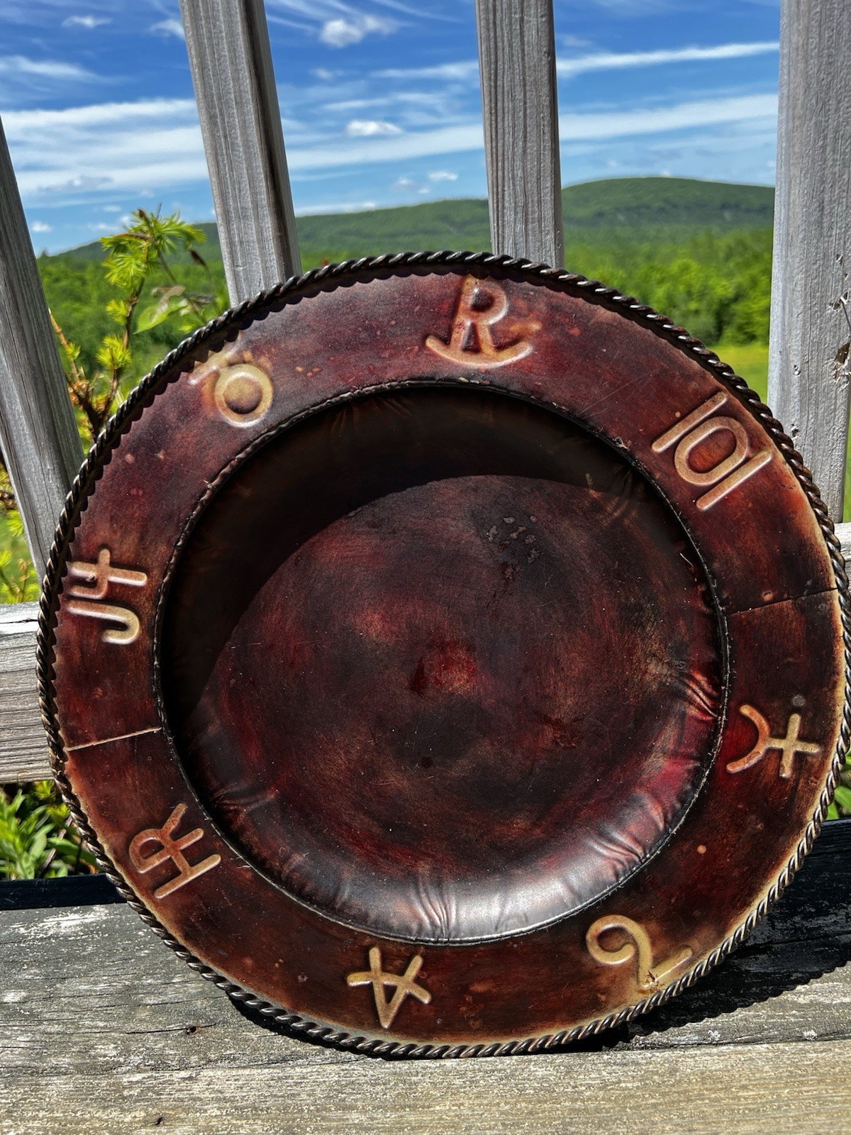 Discontinued VTG Cowboy Living Iron Charger Plate 14” Branded Pattern set of 8