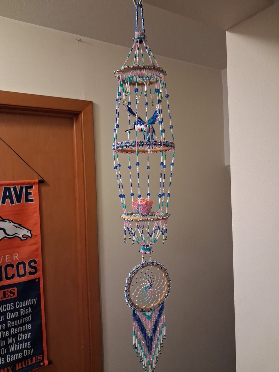 Beaded Hanging Mobile Dreamcatcher Style Wall Decor, Multicolor Adults