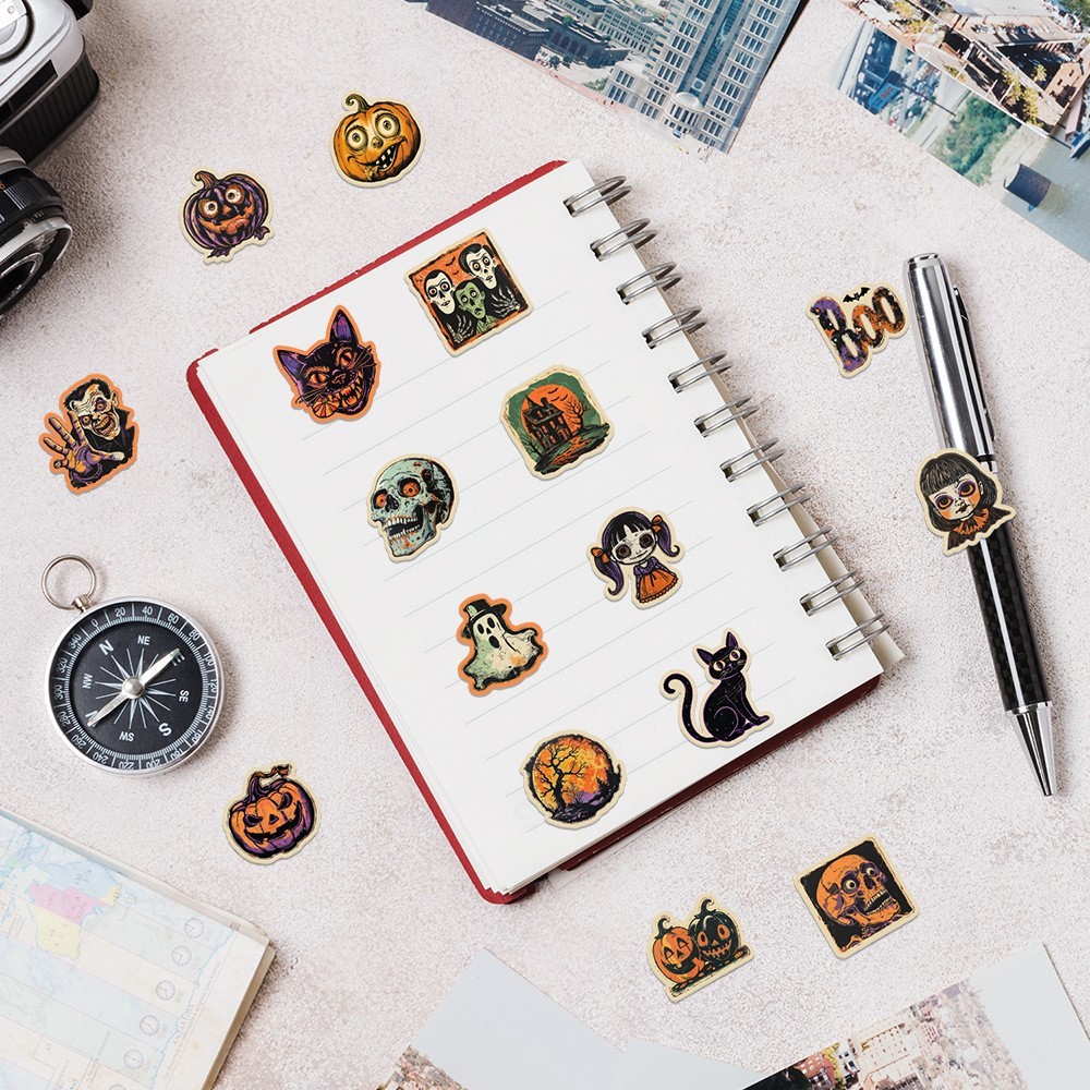 50pc Waterproof Vinyl Stickers Vintage Halloween Luggage Phone Laptop Car Fridge
