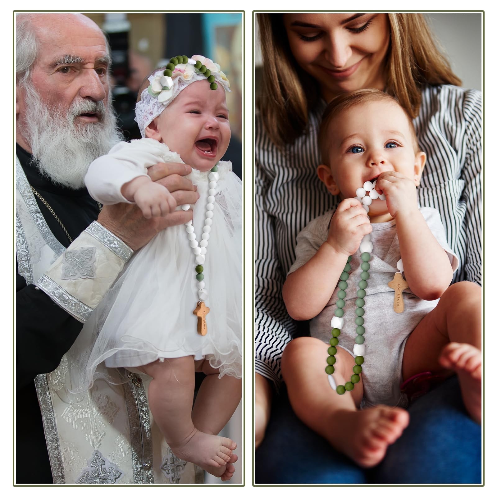 Baby Rosary Baptism Gift Silicone God Bless Kids First Rosary with Cross 1st …