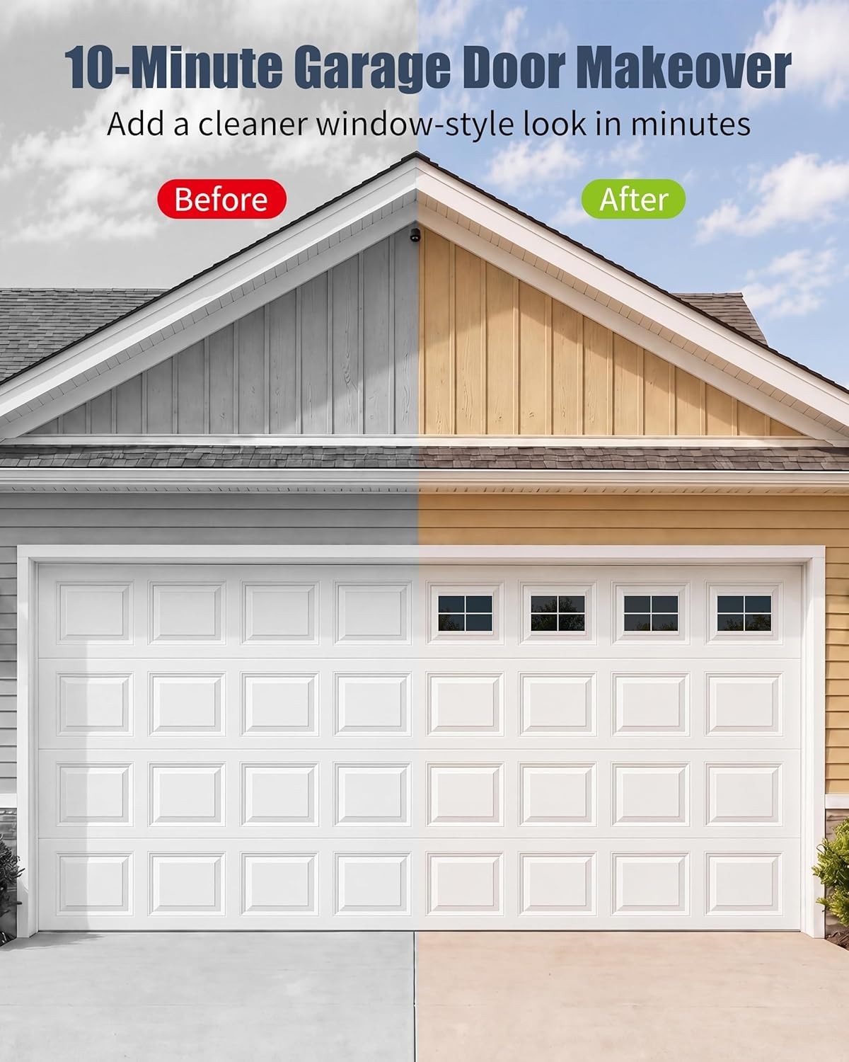 Magnetic Garage Door Window Panels – 32PCS Faux Mirror Window Kit for 2 Car G…