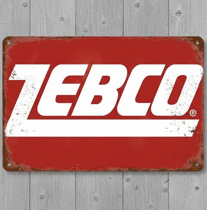 Zebco Fishing Reels 8 x 12 Vintage Novelty Metal Sign Made In USA New!