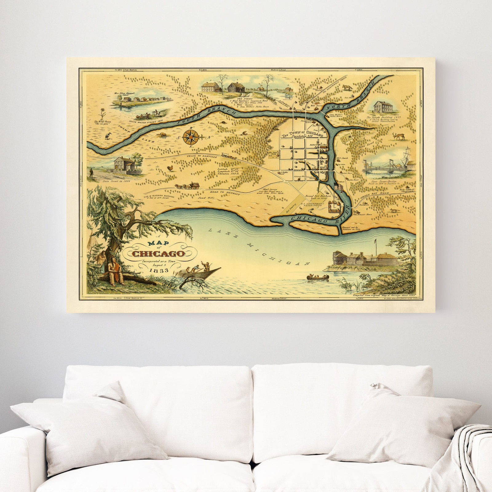 Old Map of Chicago, IL 1933 – Vintage Chicago Illinois Art