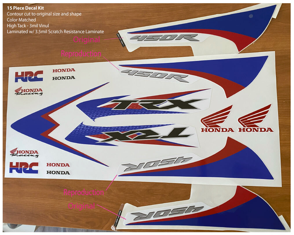 2014 Honda TRX450R Decal Graphic Sticker OEM kit Plastic Kit Emblem Red blue 450