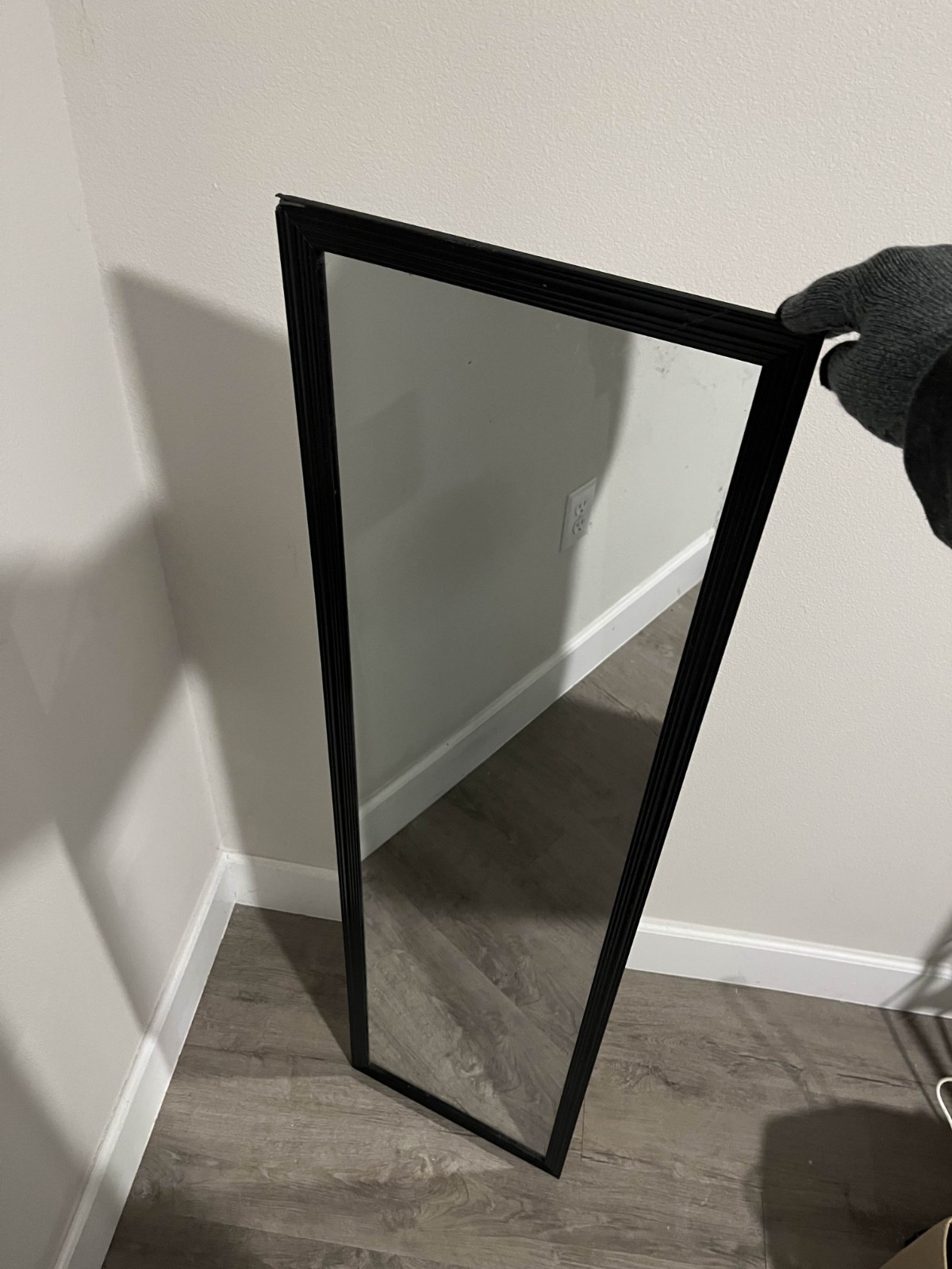 USED – Black Framed Vertical Full Body Mirror – Height 45.5″ in , Length 6″ in
