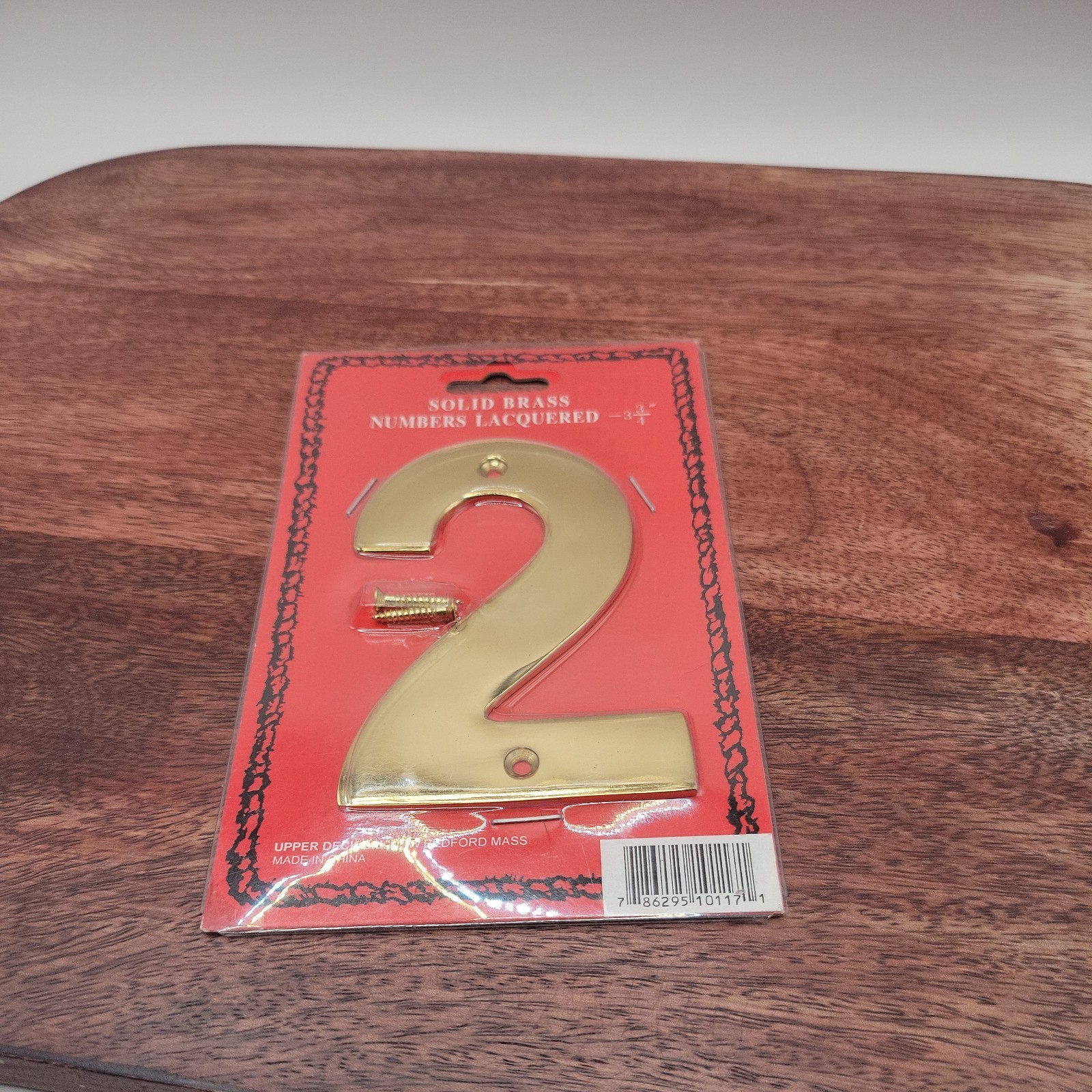 Vtg 3 3/4 inch Handcrafted Upper Deck Solid Brass House Number ”2” Sealed