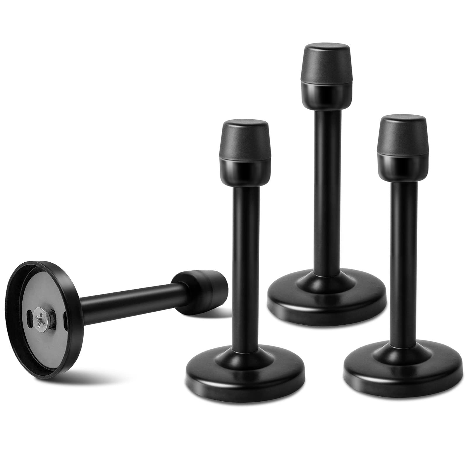 KOLAKO 4 Pack Long Door Stopper 4 Inch Black Door Stops, Stainless Steel, Wal…