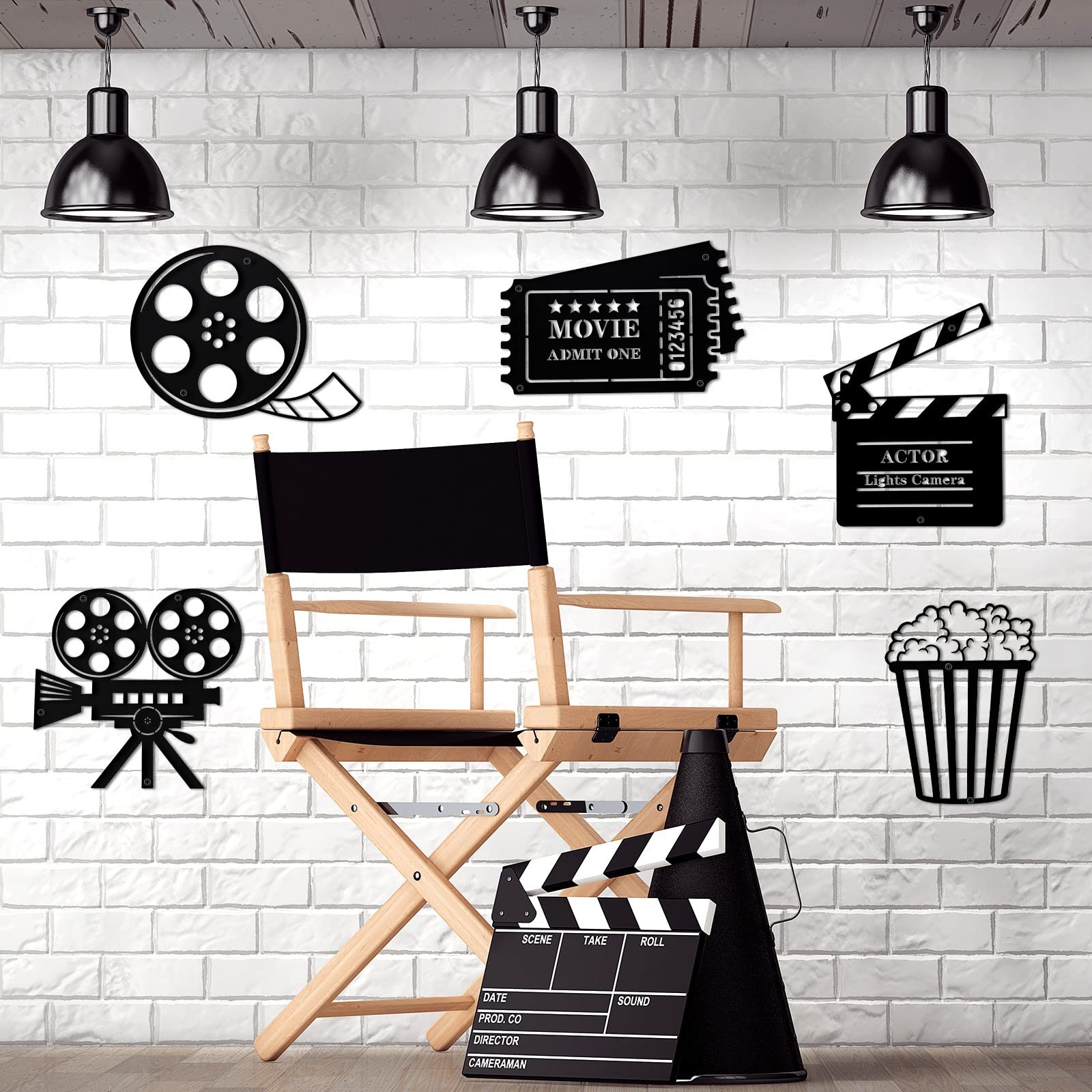 5 Pieces Movie Theater Decor Movie Theater Metal Home Room Decor Cinema and P…
