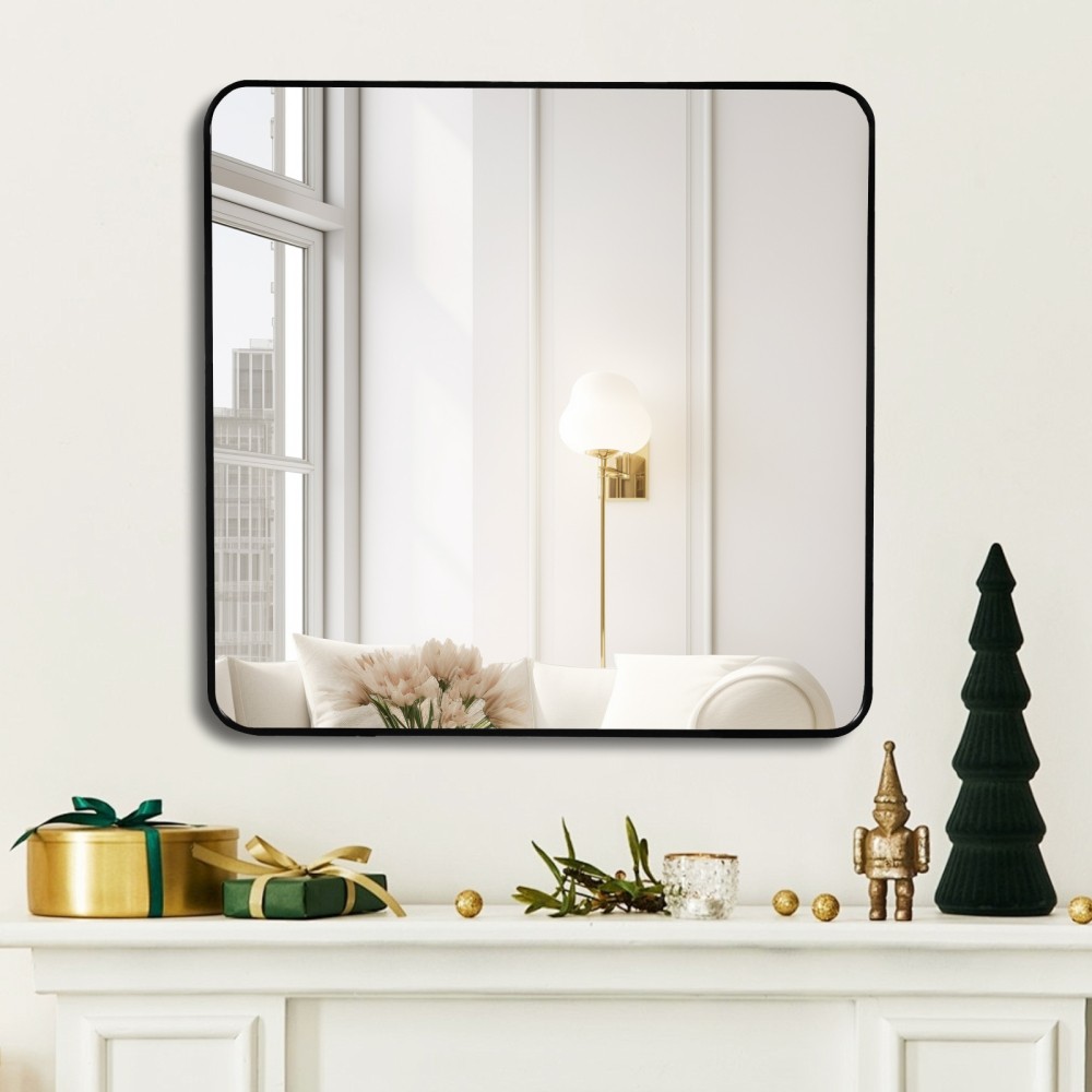 36in x 36in Inch Gold Metal Framed Square Bathrrom Mirror for Wall.