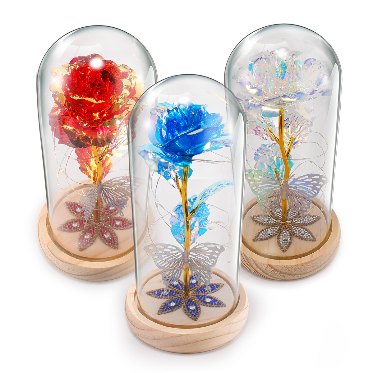 Forever Eternal Galaxy Rose Flower In Glass Dome LED Light Valentine’s Day Gift