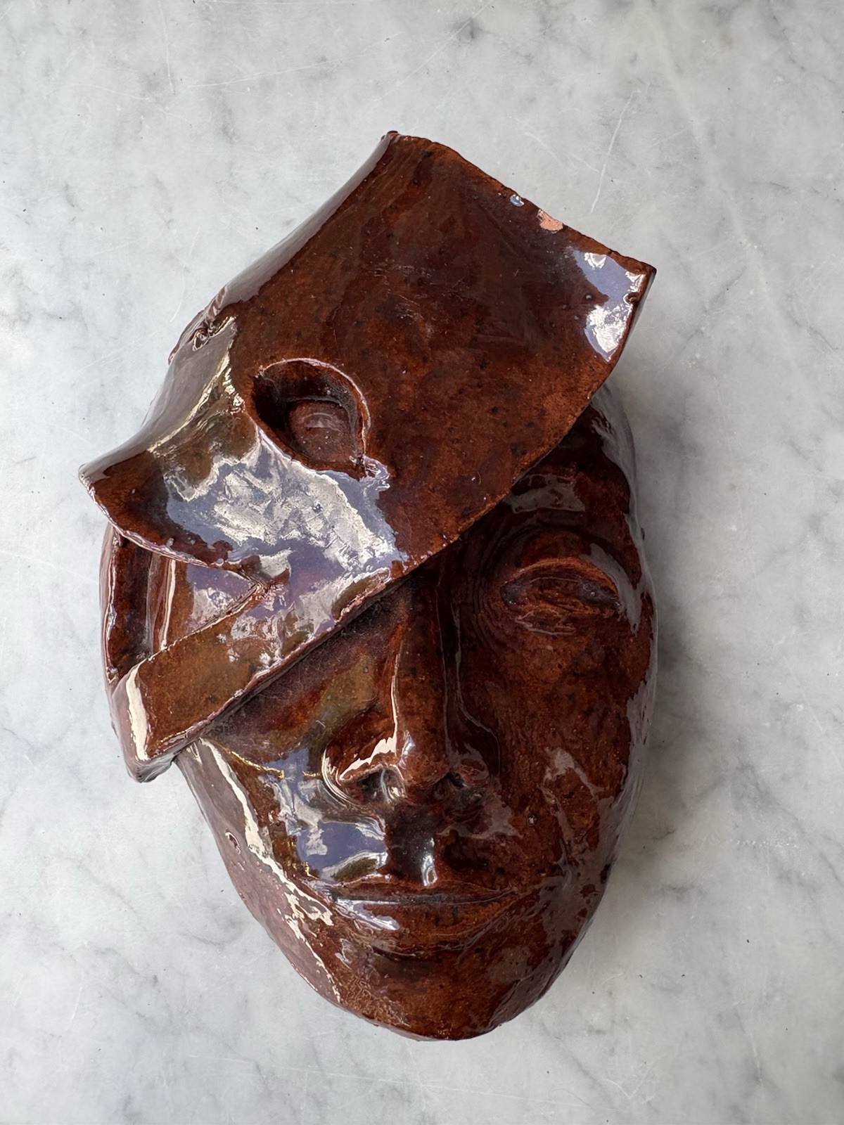 Studio Pottery Two Faced Wall Hanging Mask Broken Face Theatre *Read Artistic
