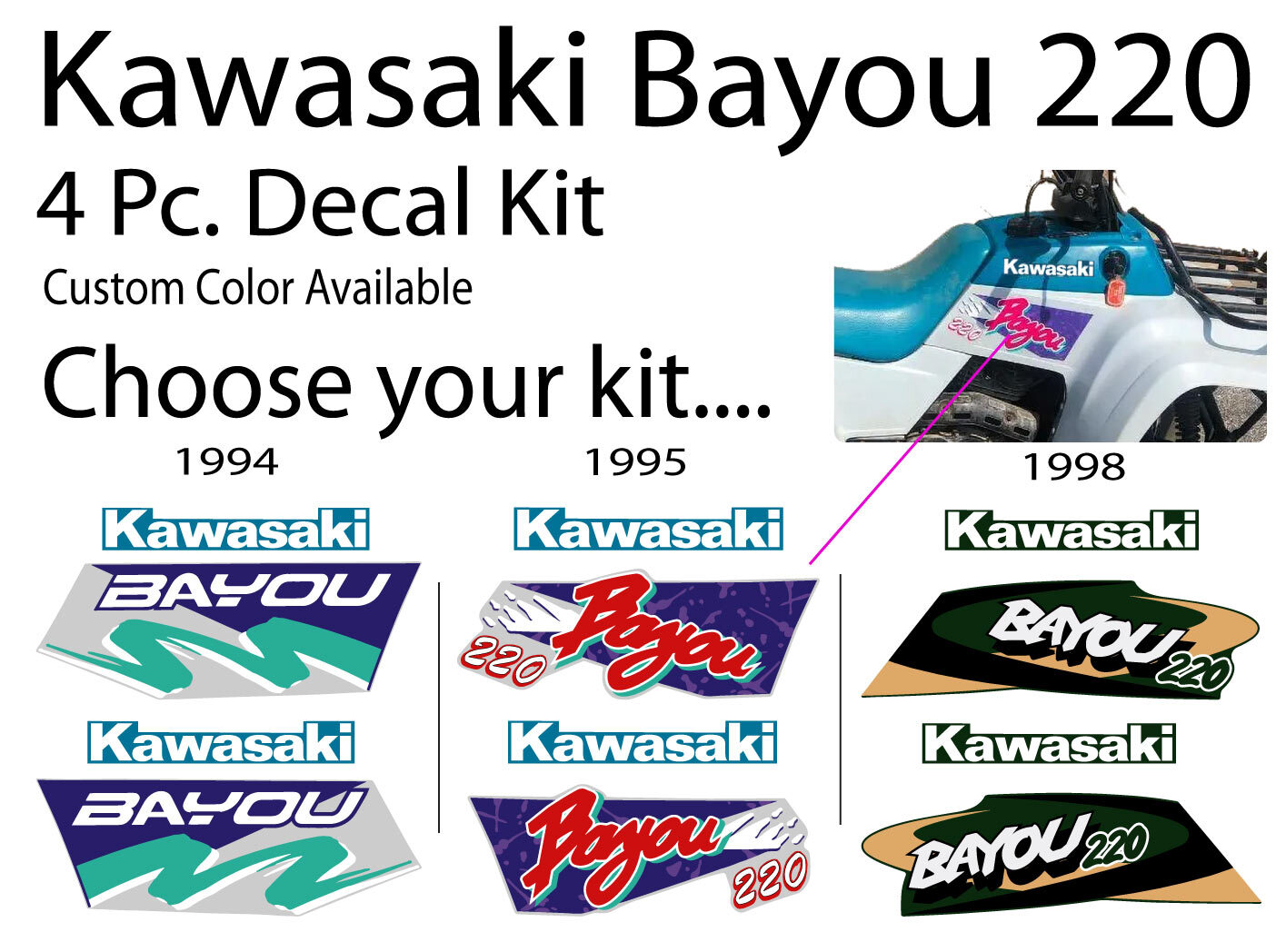 1988 2006 Kawasaki Bayou 220 Decal Graphics Emblem Pattern Plastic Marks OEM Kit