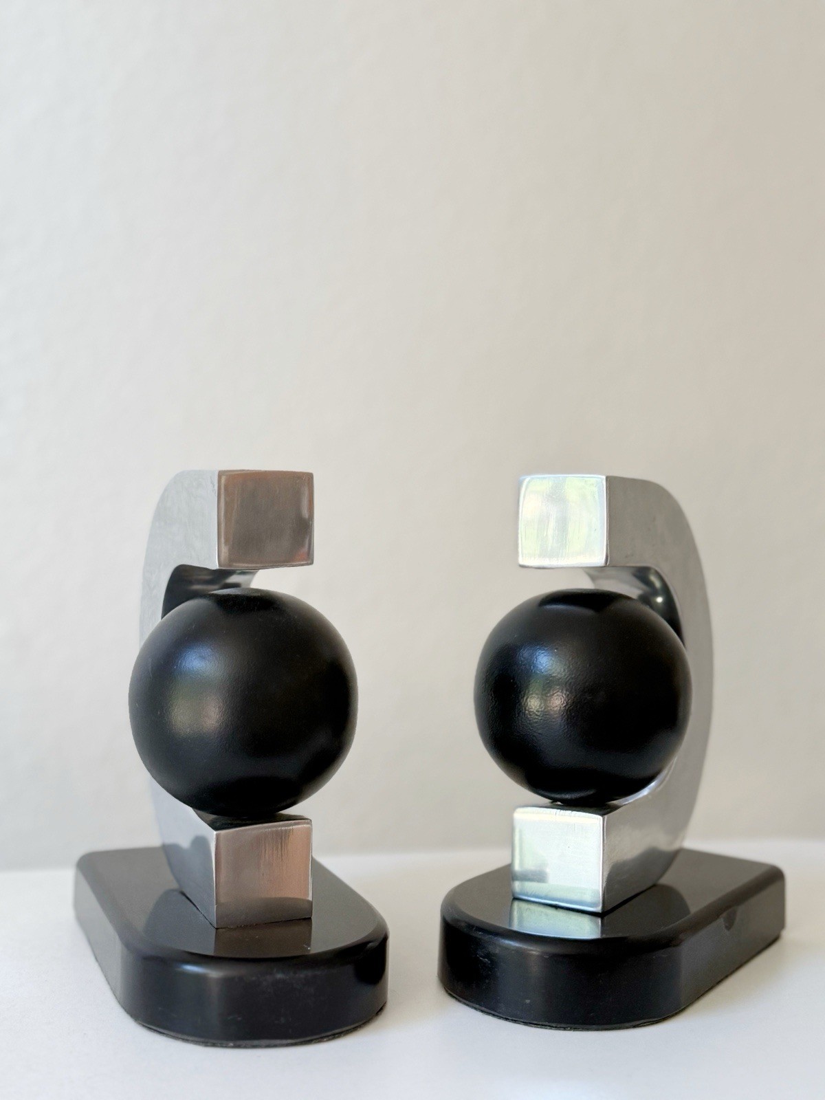 Donald Trump Home 2008 Bookends: Black Ball Orb Sculpture