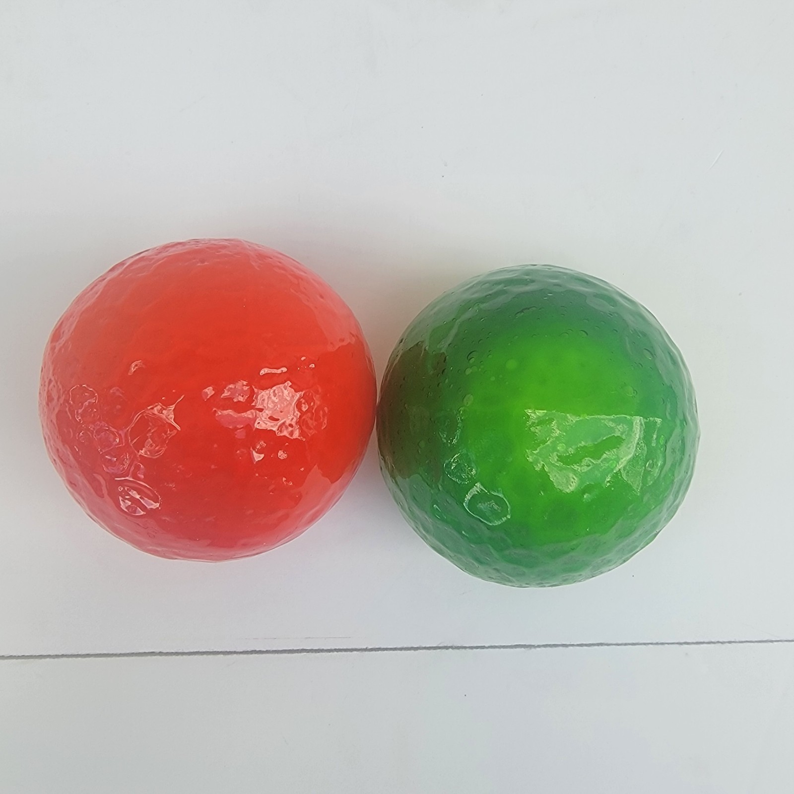 Set Of 2 Vintage Blown Art Glass Fruit Large Art Glass Green Apple And Orange
