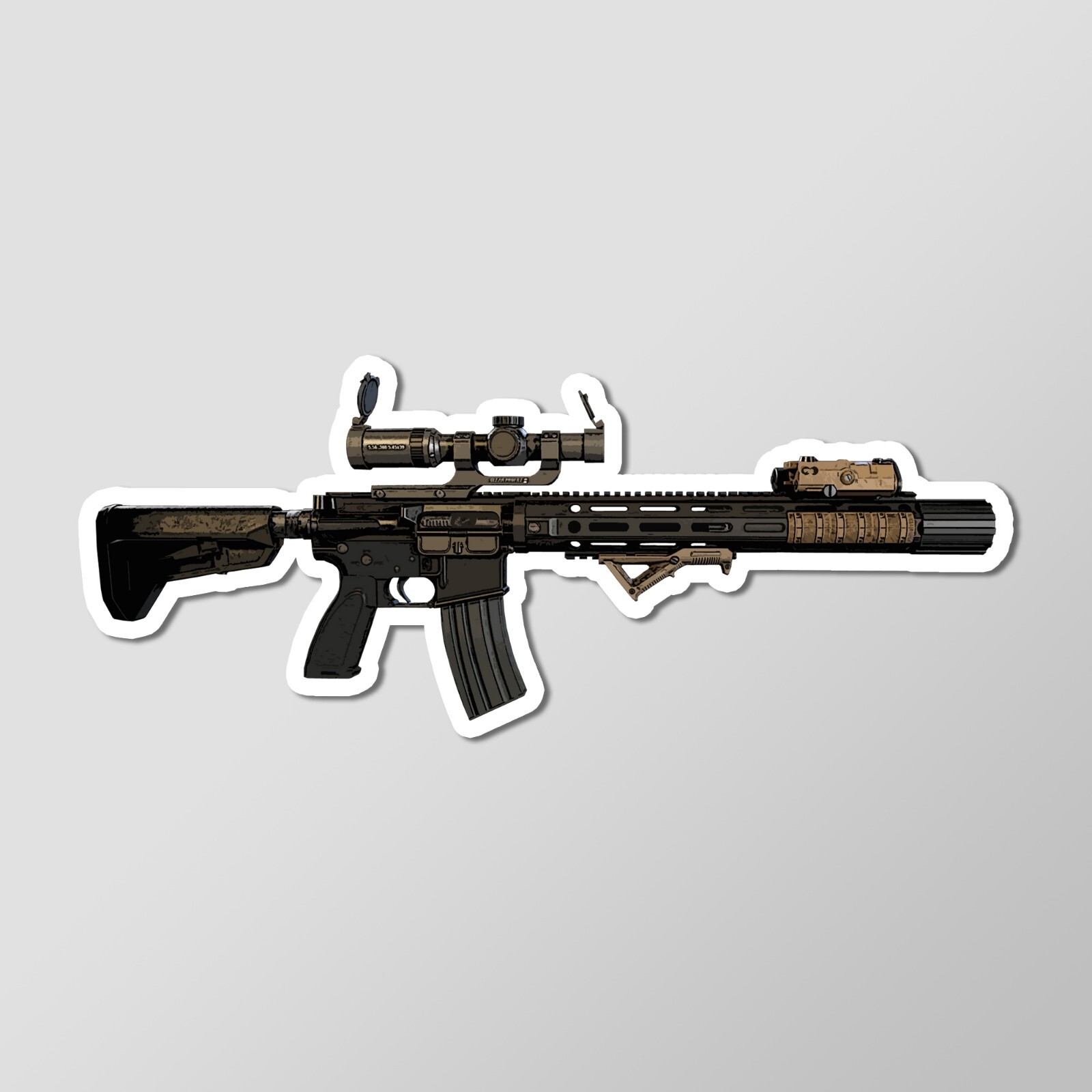 M4 RECCE Rifle Carbine Gun Art – Laptop Sticker Vinyl 4″ Wide