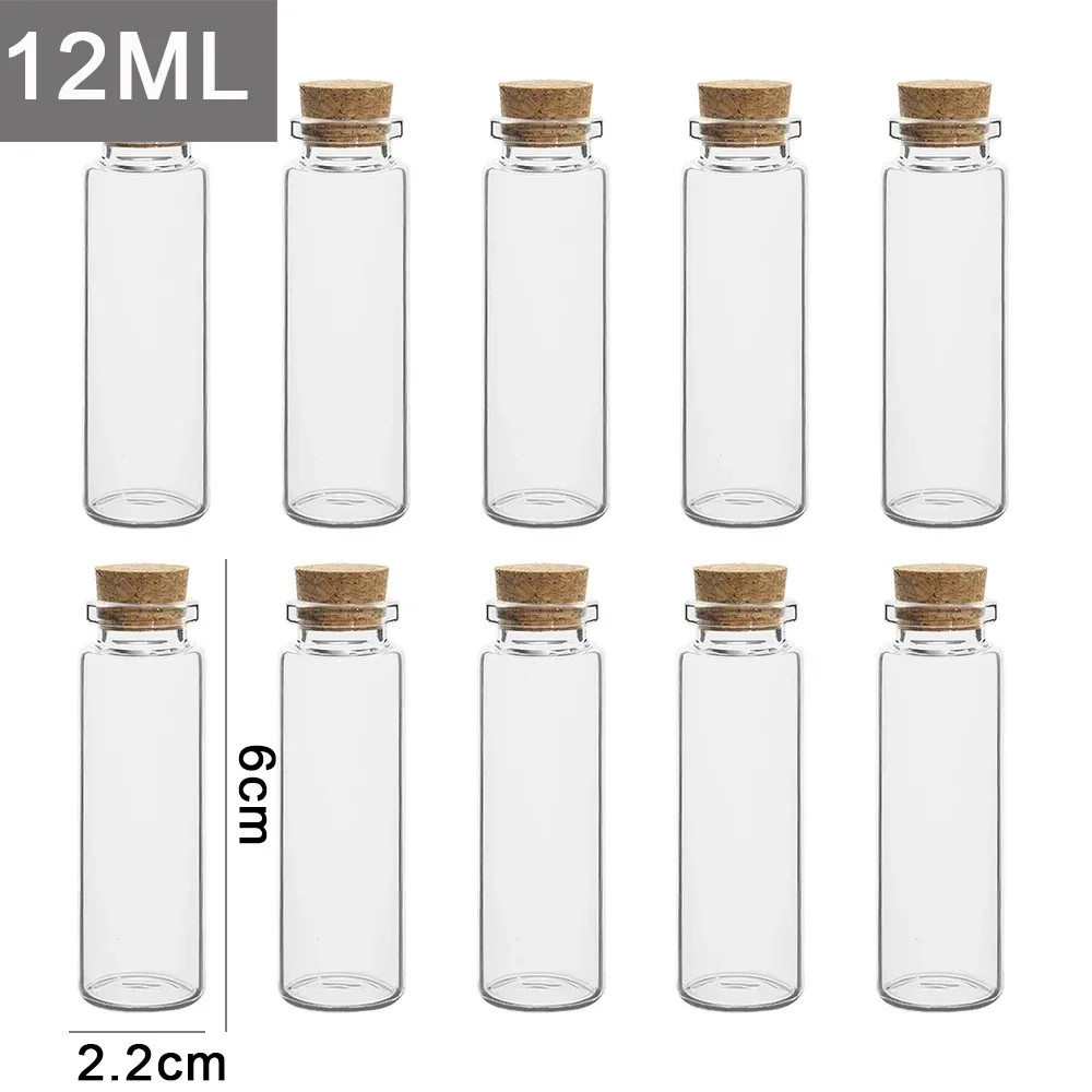 10/20PCS Mini Glass Bottles with Cork Stopper DIY Message Vials Birthday Gift