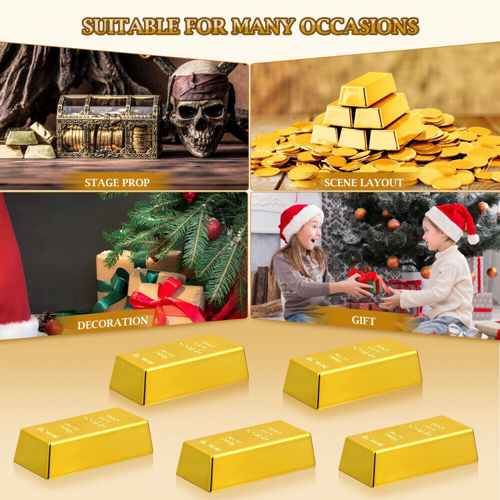 1-10*Gold Bar Door Stopper Brick Fake Golden Bullion Real Look No Slip Soft Stop