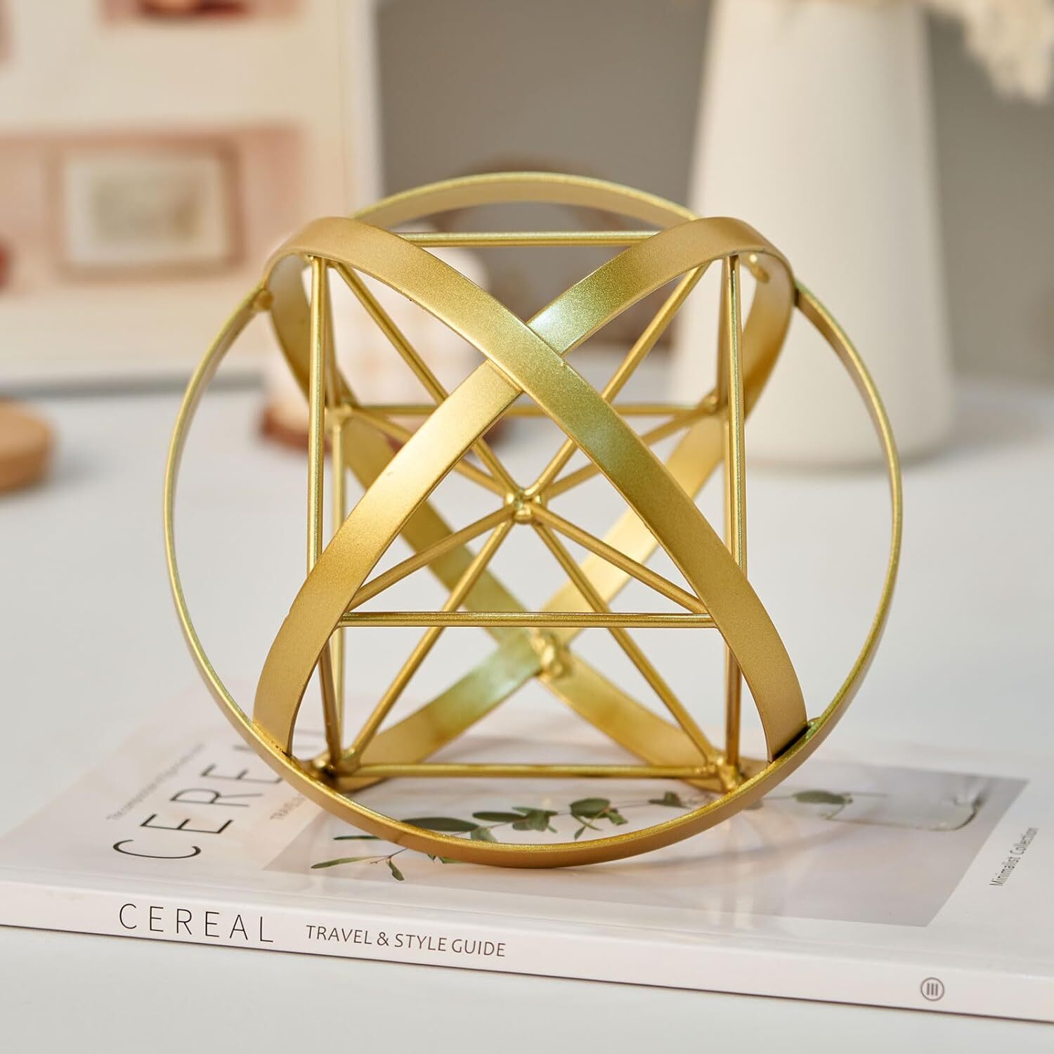 7 inches Metal Geometric Abstract Sculpture， Metal Geometric Sculpture Decor …