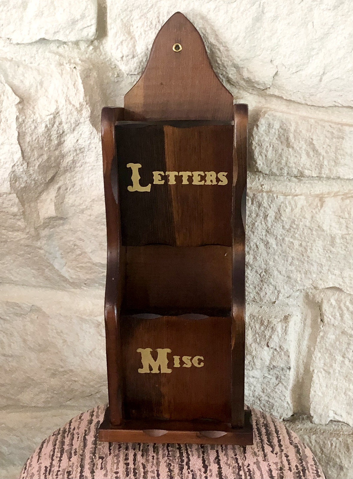 Vintage Wood Hanging Mail Organizer Holder Letters Misc Wall Mount Cottagecore