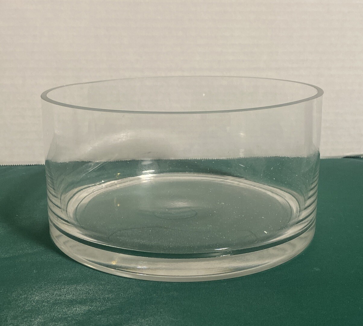 Wide Glass Cylinder Vase, 4″ Tall x 8″ Wide Flower Glass Vase, Cylinder Glass