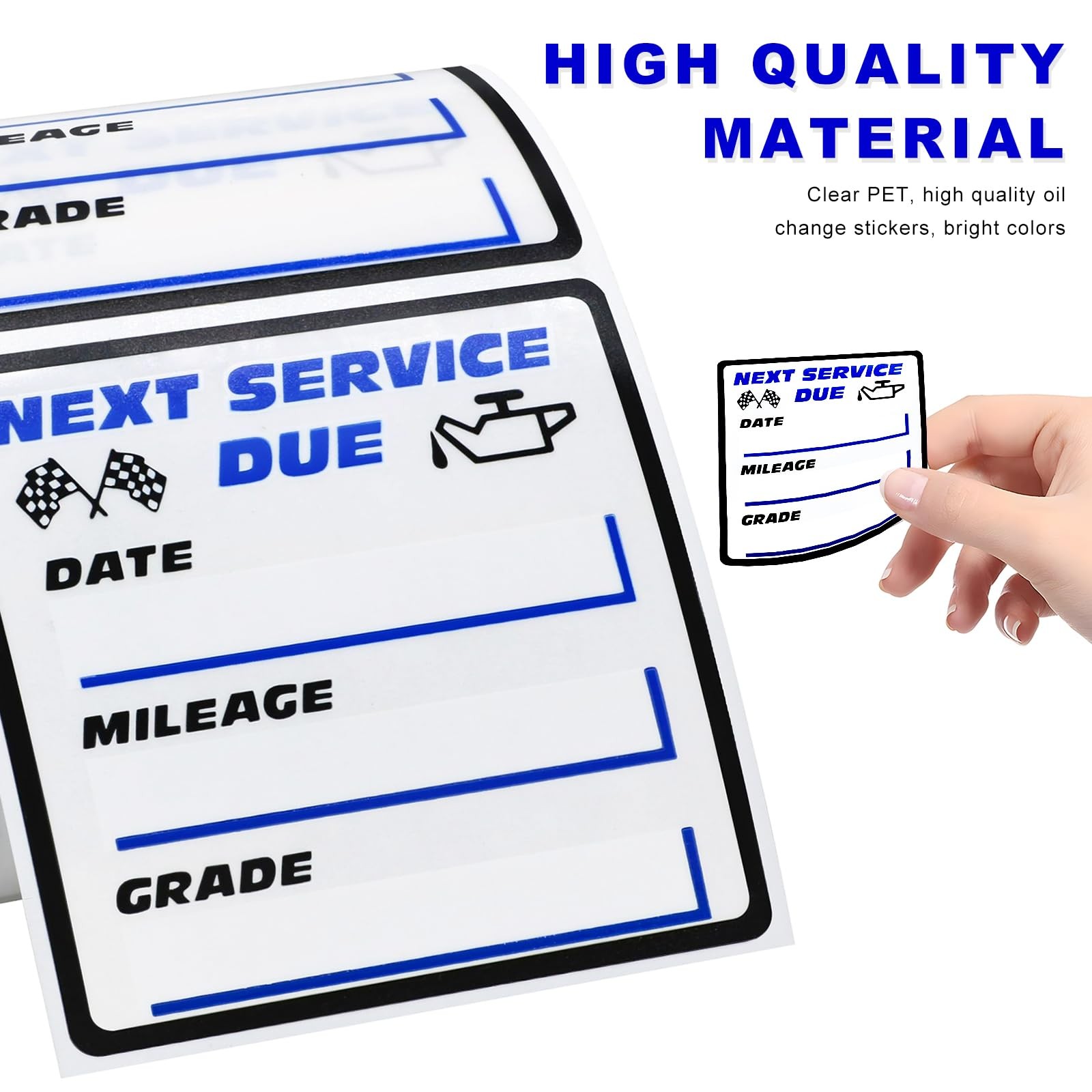 300PCS Oil Change Stickers, 2″ × 2″ Transparent No Residue Oil Change Reminde…