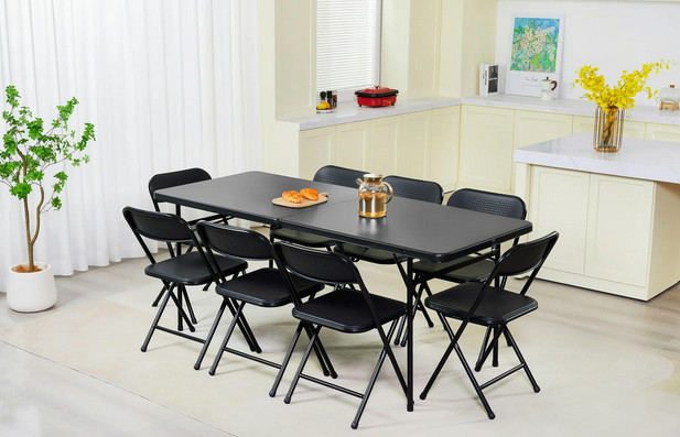 Mainstays 6′ Rectangle Centerfold Folding Table, Black