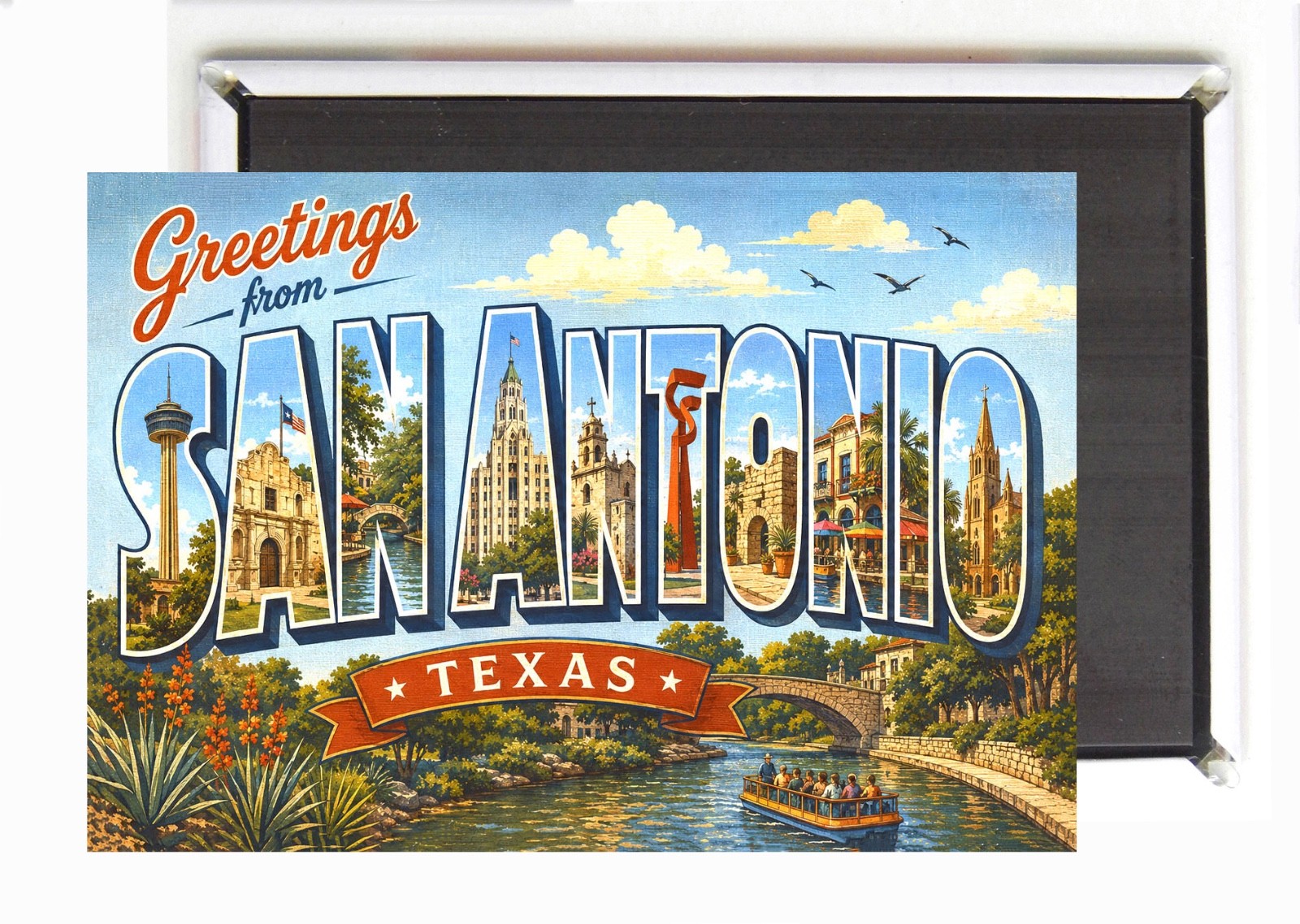 Greetings from San Antonio Texas FRIDGE MAGNET travel souvenir ”style Z”