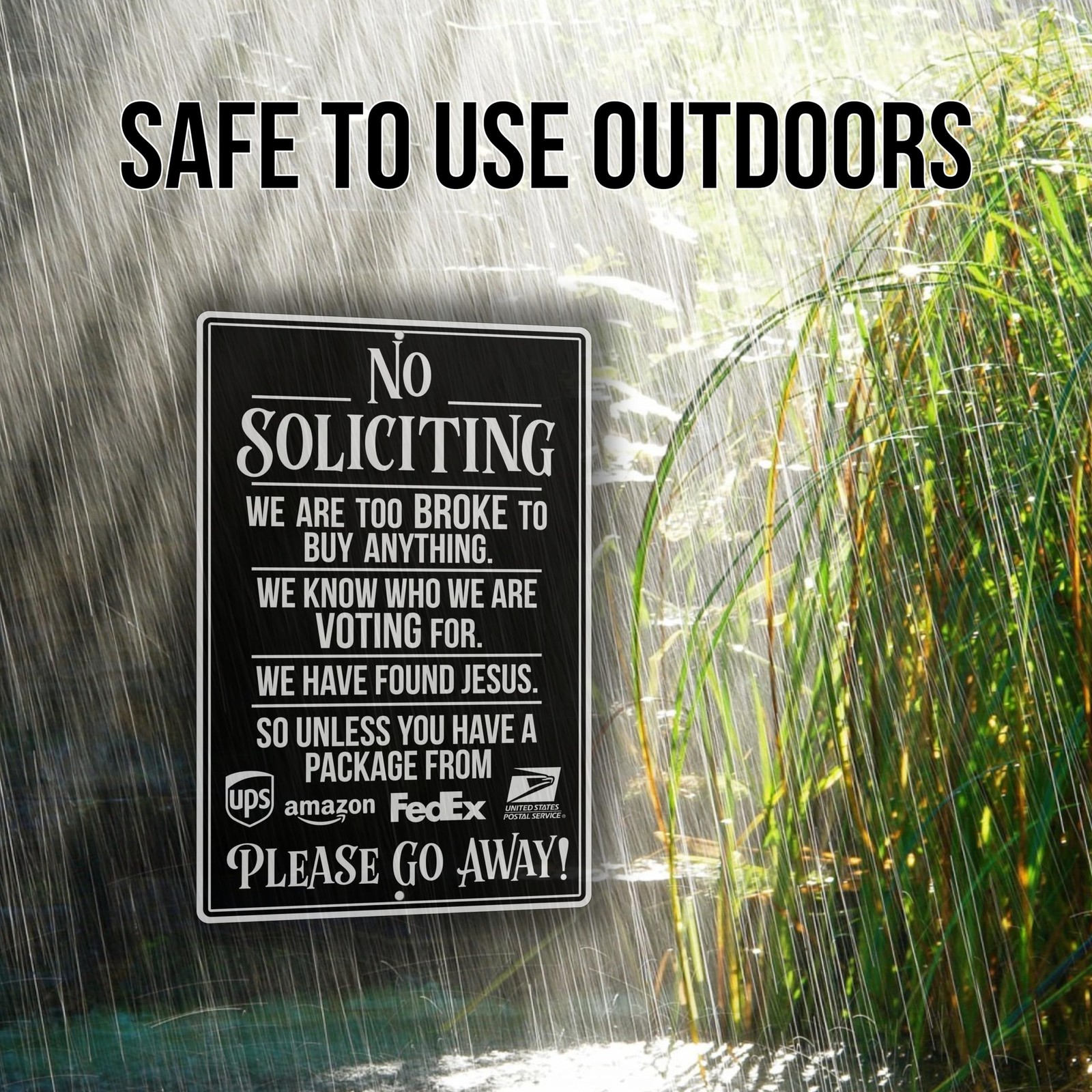 8×12 Funny No Soliciting Sign Aluminum White Indoor Outdoor