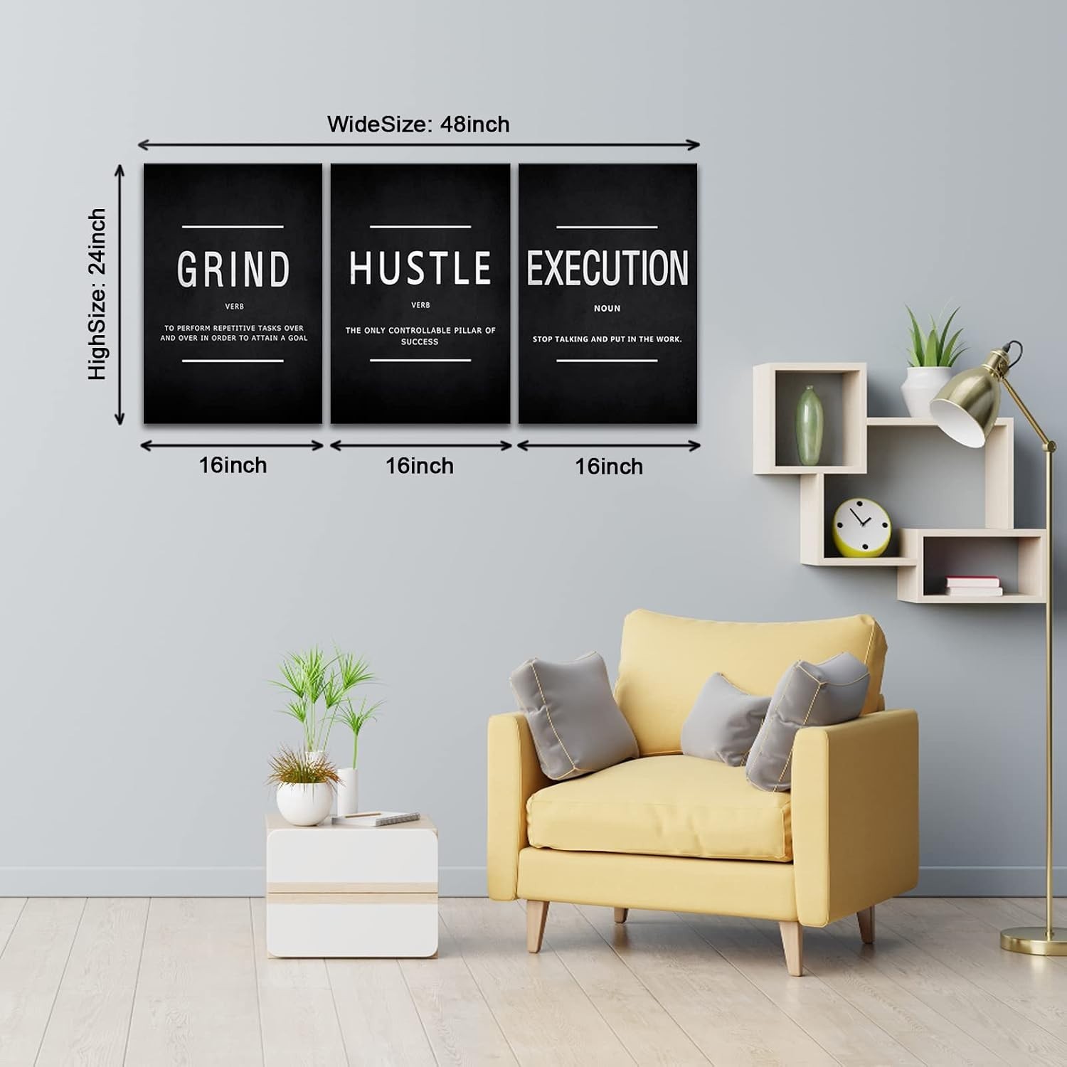 Inspirational Home Office Wall Decor – 16x24inchx3pcs