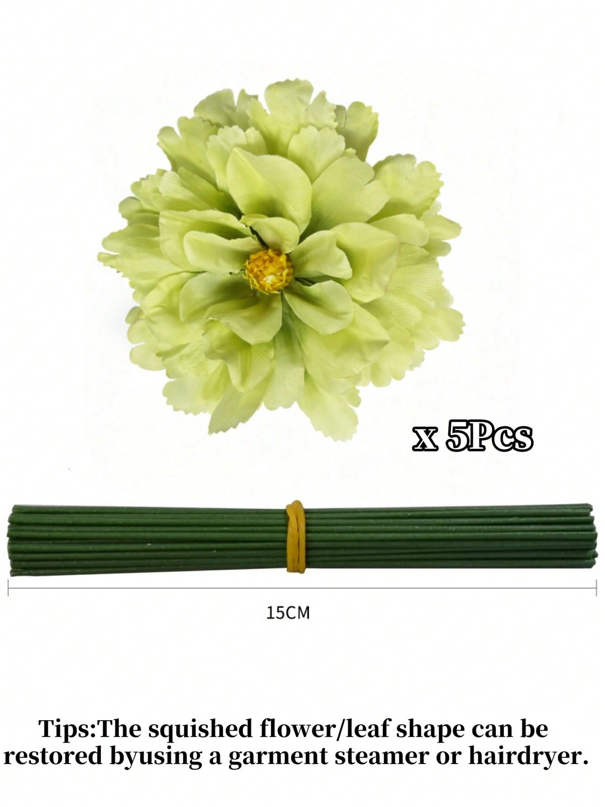Green Artificial Dahlia Flowers 5 Pieces 15cm With Stems