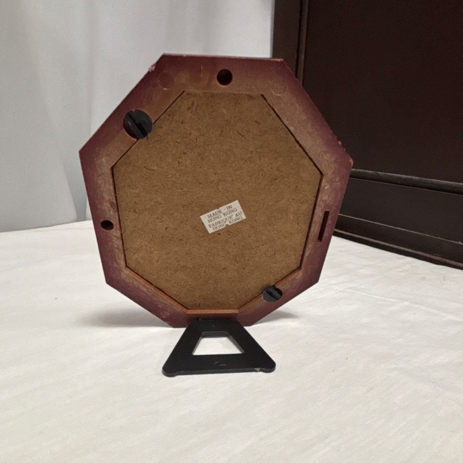 Antique Style Octagonal Brown Photo Frame, Wood Grain, Freestanding, 5×4 in