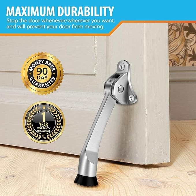 4 Inch KickDown Door Stopper Heavy Duty Non Slip Stop Kickstand Hinge Holder