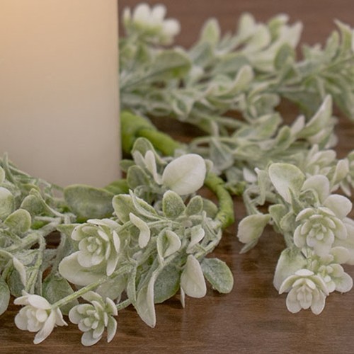 New Farmhouse Dusty Green BUDS CANDLE RING Chic 3.5″x8″-10″ Cottage Chic Shabby