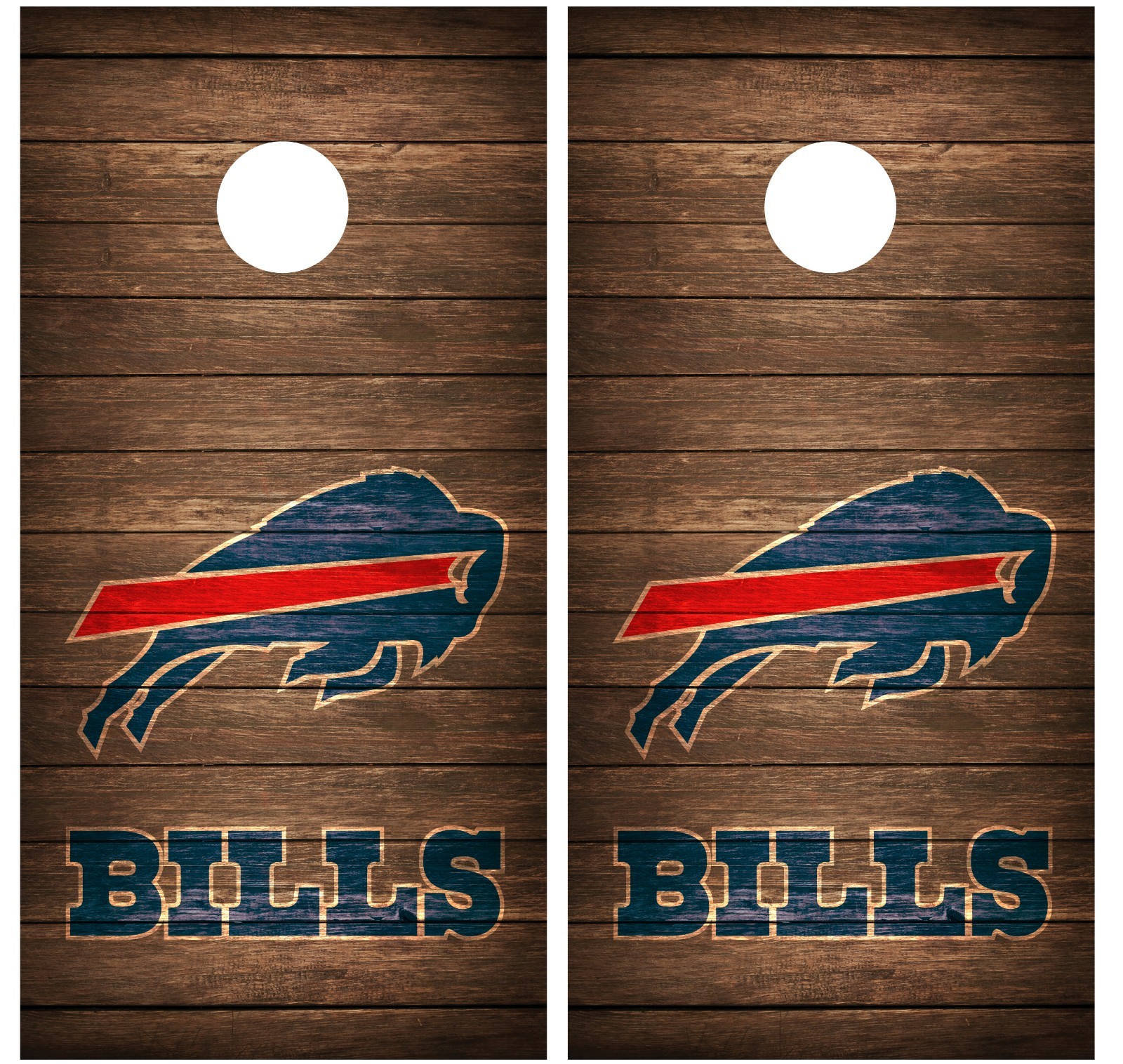 Buffalo Bills Vintage Wood Cornhole Board Decal Wrap Wraps (brown)