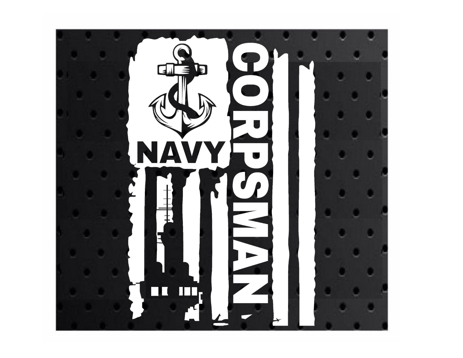 DISTRESSED UNITED STATES NAVY FLAG CORPSMAN VINYL DECAL STICKER 5.0″ x 7.7″